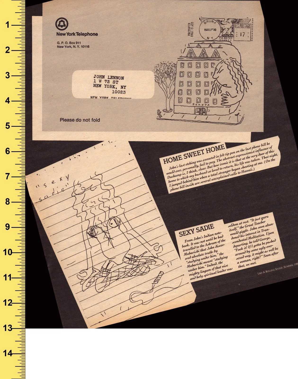 John Lennon 'Sexy Sadie' Drawing & Dakota Envelope Art Print - Like a Rolling, image 2