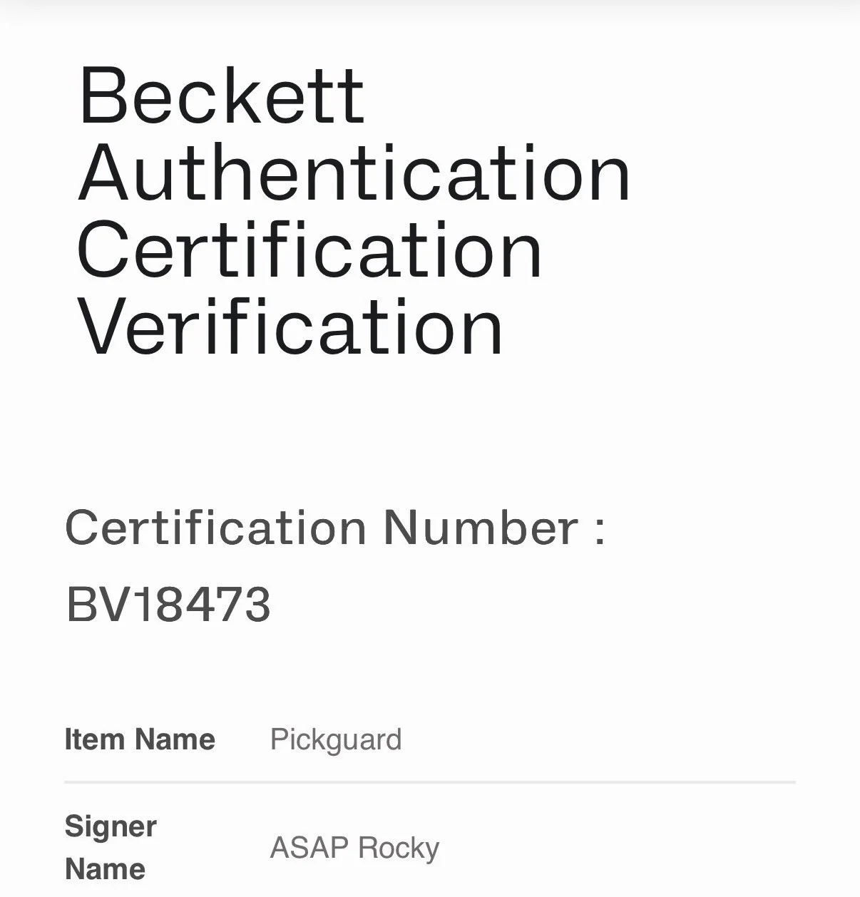 RAKIM MAYERS ASAP ROCKY SIGNED PICKGUARD AUTOGRAPH BECKETT COA- BV18473, изображение 5