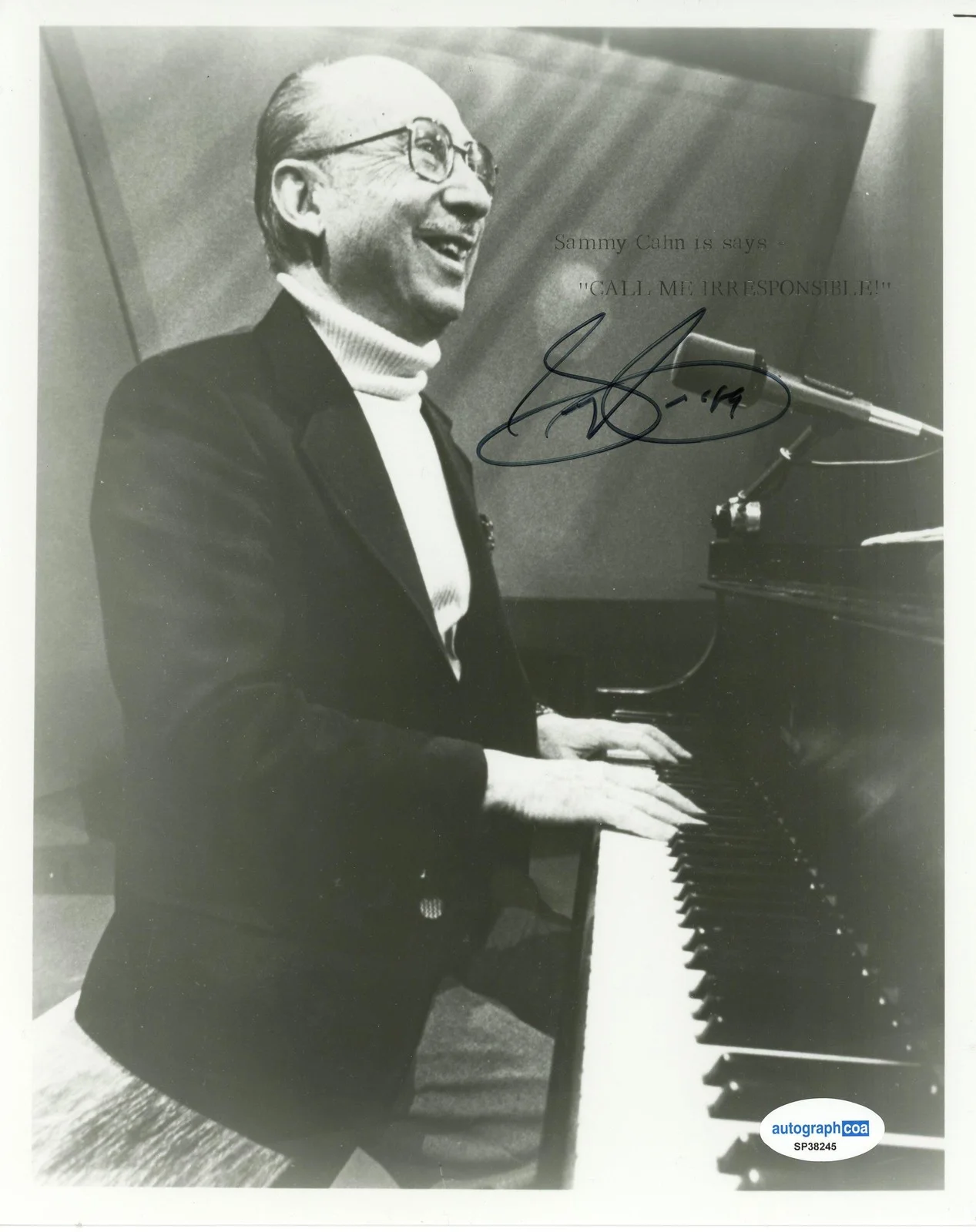 Sammy Cahn — Sammy Cahn "Call Me Irresponsible" Lyricist AUTOGRAPH Signed 8x10 Photo ACOA, изображение 2
