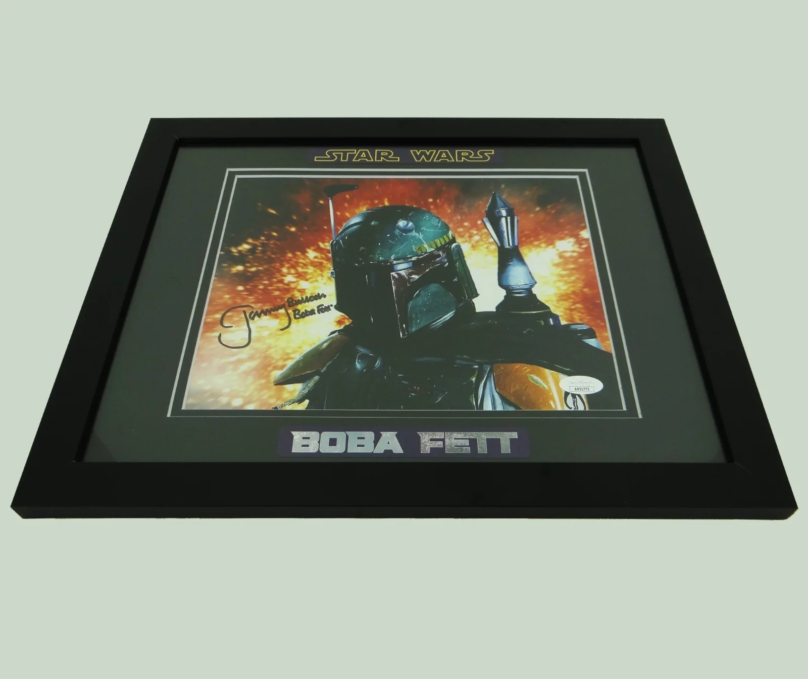 Jeremy Bulloch — Jeremy Bulloch Hand-Signed Star Wars Boba Fett 8x10 Photo Custom Framed JSA COA, изображение 4