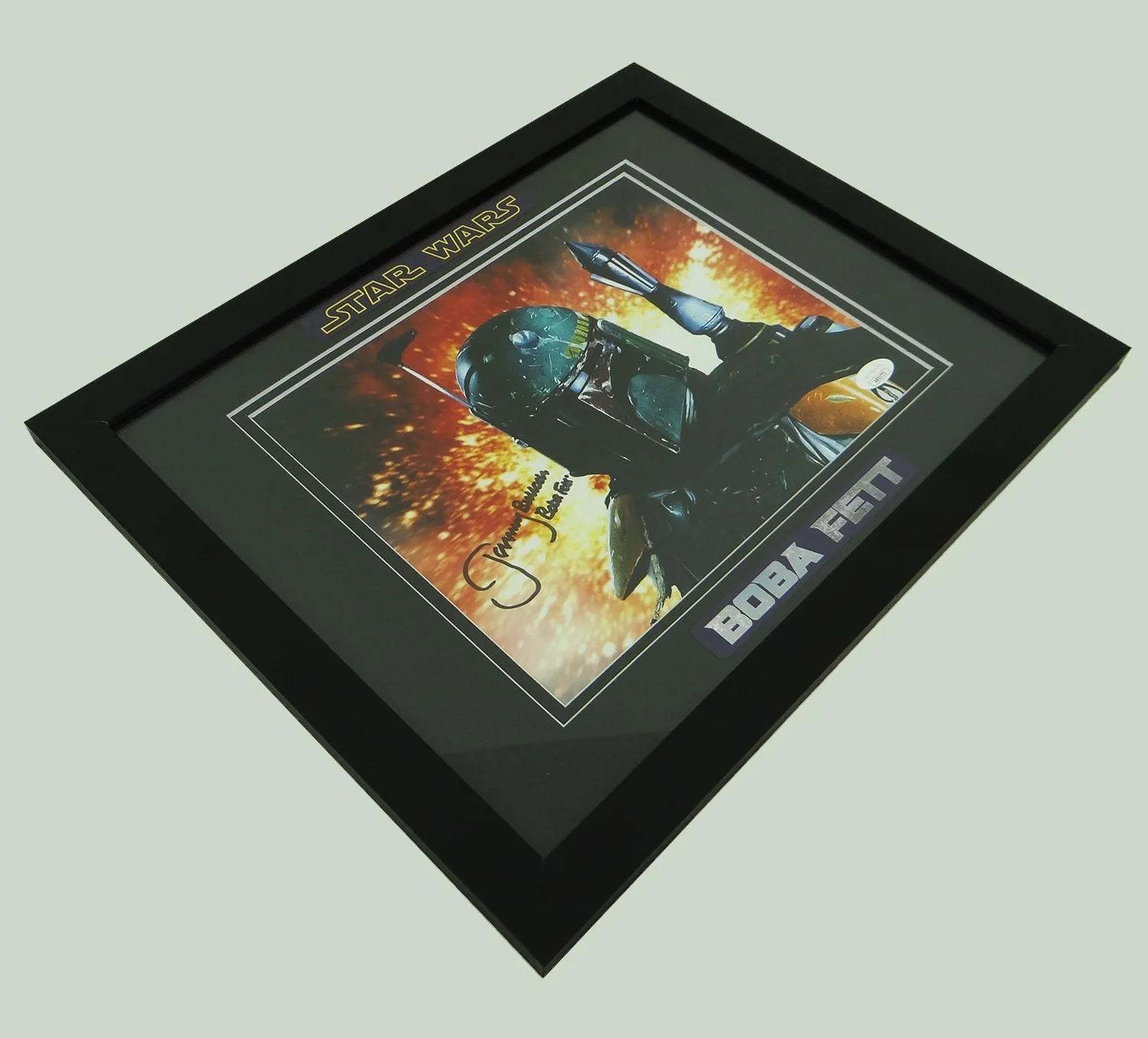 Jeremy Bulloch — Jeremy Bulloch Hand-Signed Star Wars Boba Fett 8x10 Photo Custom Framed JSA COA, изображение 5