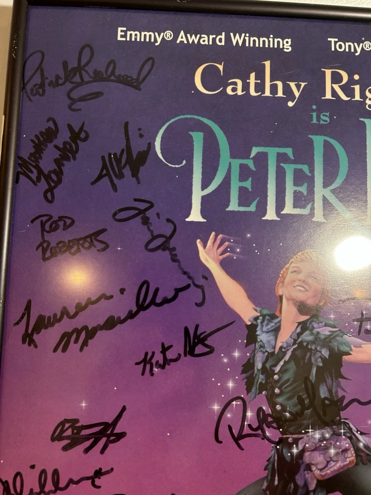 Cathy Rigby, Howard McGillin, Elisa Sagardia, other Cast — Cathy Rigby & Howard Mcgillin Signed Peter Pan 2004 Seattle Cast Framed Poster, image 4
