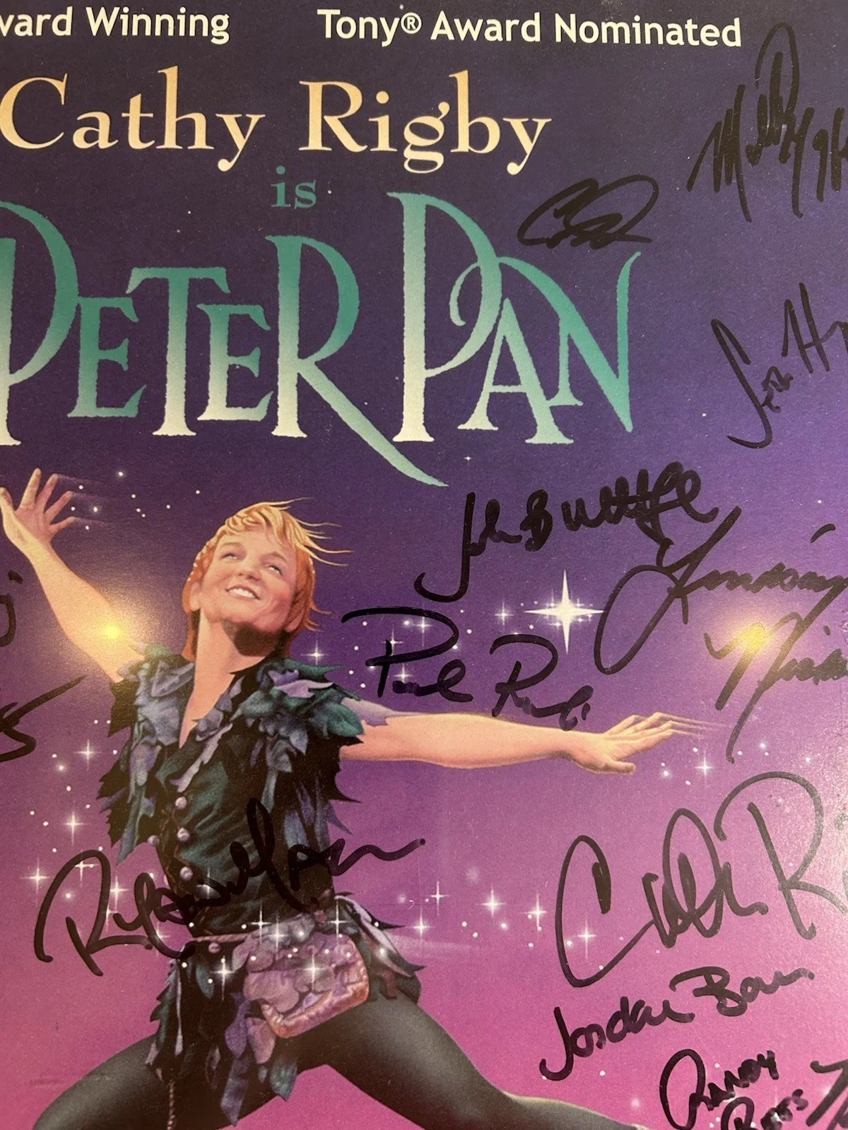 Cathy Rigby, Howard McGillin, Elisa Sagardia, other Cast — Cathy Rigby & Howard Mcgillin Signed Peter Pan 2004 Seattle Cast Framed Poster, image 5