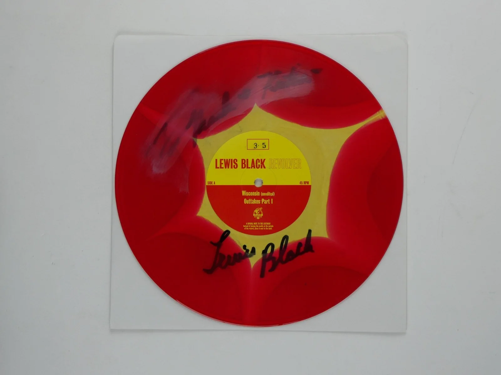 Lewis Black — Lewis Black Signed 10" Revolver Vinyl LP Album 45 rpm Autographed Used, Damaged, изображение 2