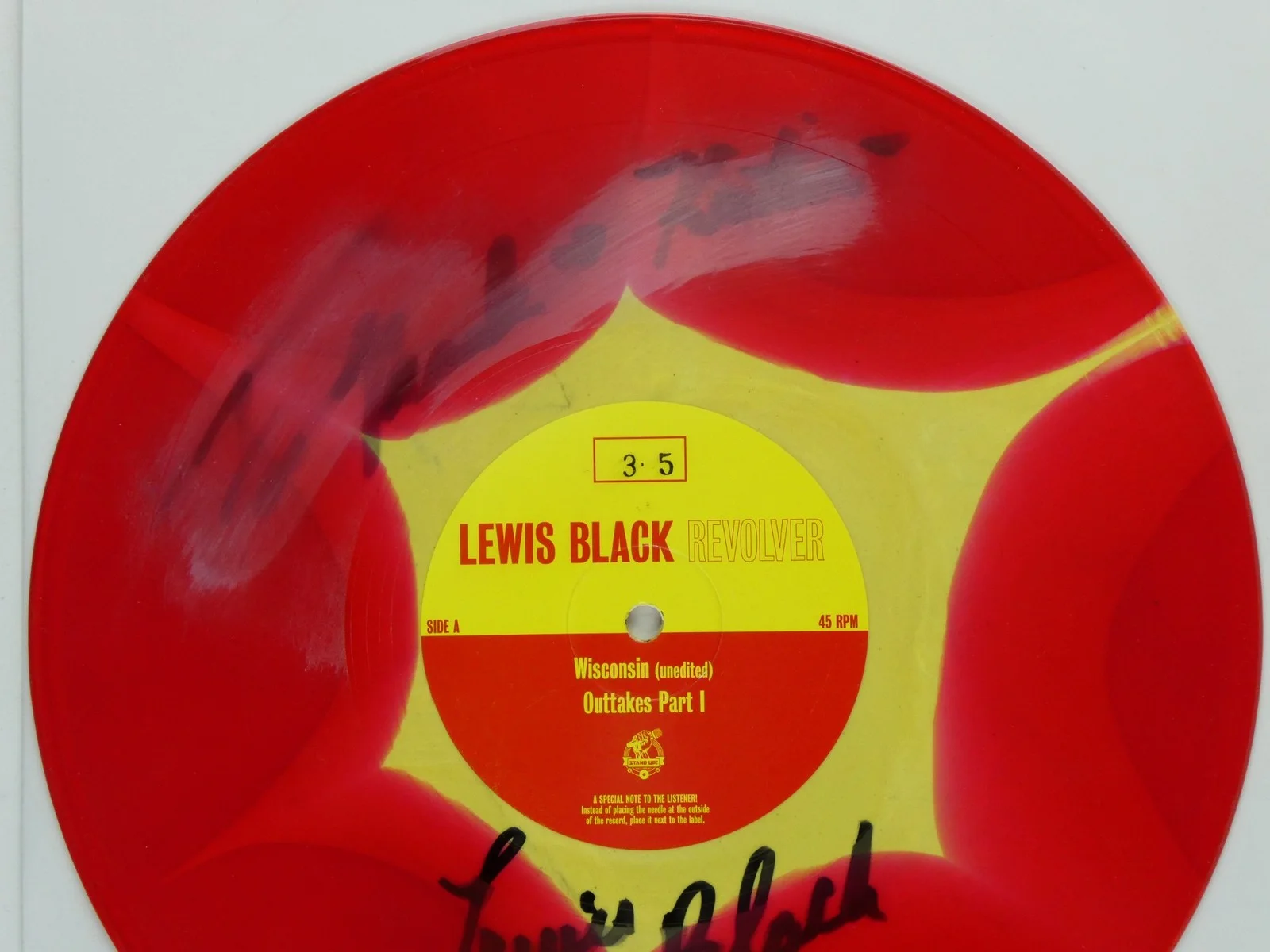 Lewis Black — Lewis Black Signed 10" Revolver Vinyl LP Album 45 rpm Autographed Used, Damaged, изображение 4