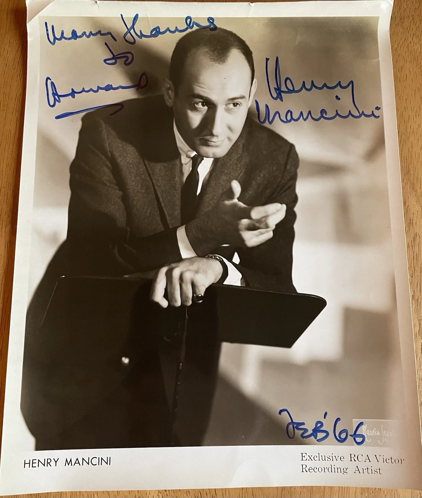 Composer And Conductor Henry Mancini 1966 Autograph Photo To Symphony Manager, изображение 2