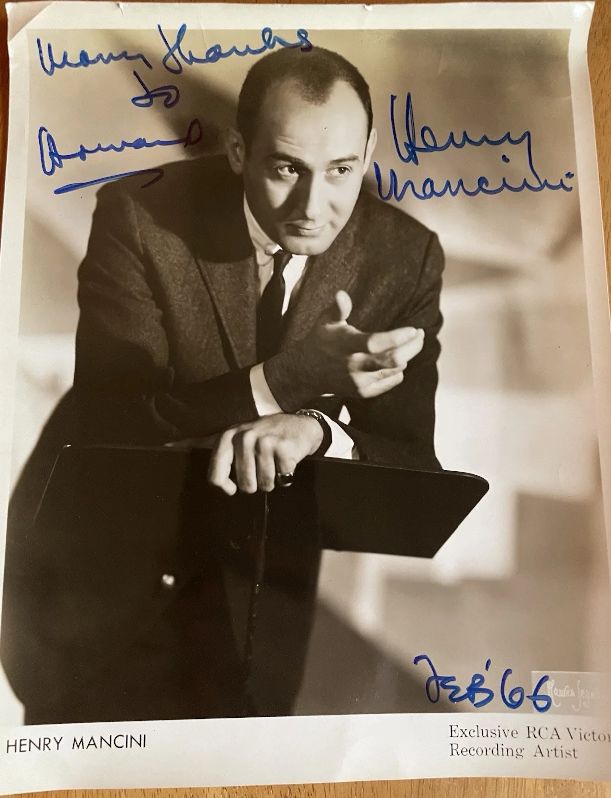Composer And Conductor Henry Mancini 1966 Autograph Photo To Symphony Manager, изображение 3