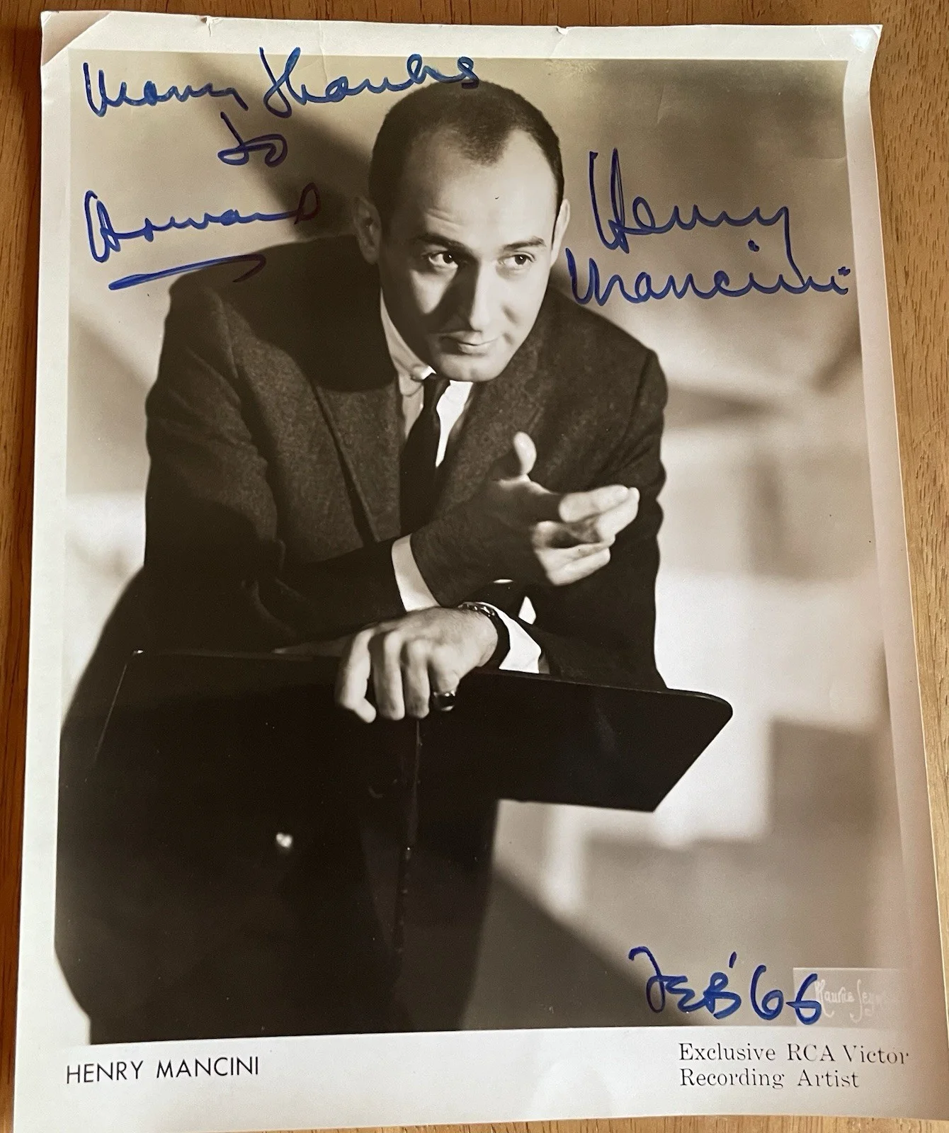 Composer And Conductor Henry Mancini 1966 Autograph Photo To Symphony Manager, изображение 4