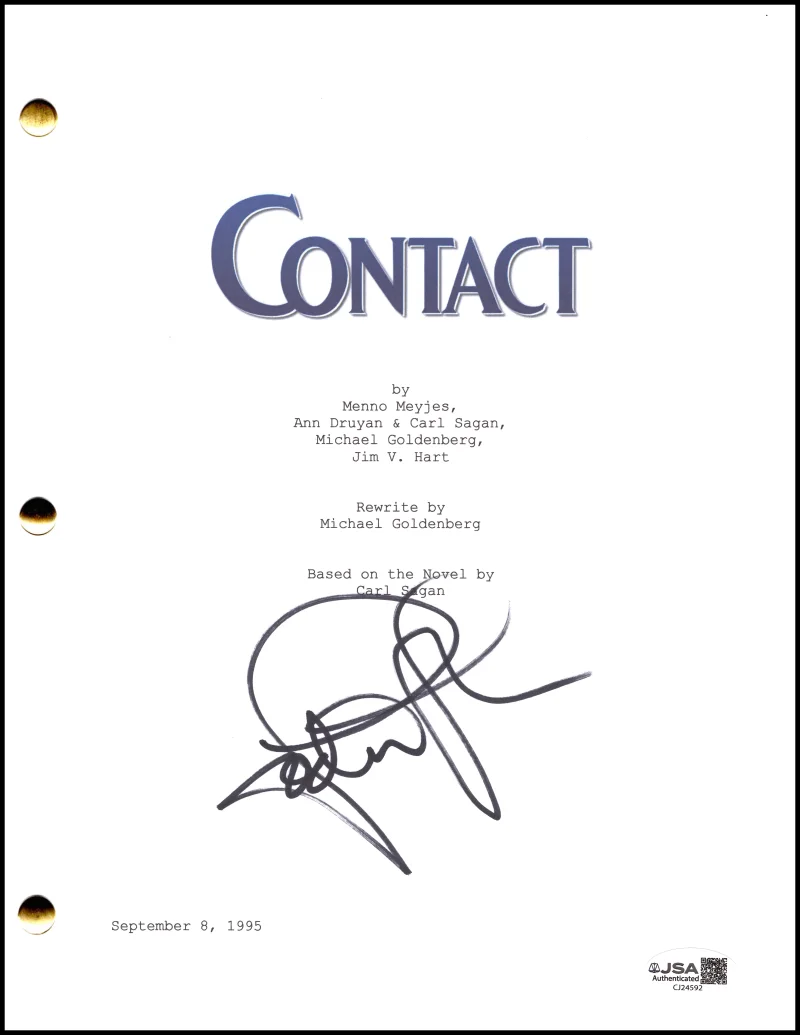 Jodie Foster — Jodie Foster Signed Autograph Contact Full Movie Script Screenplay w/ JSA COA
