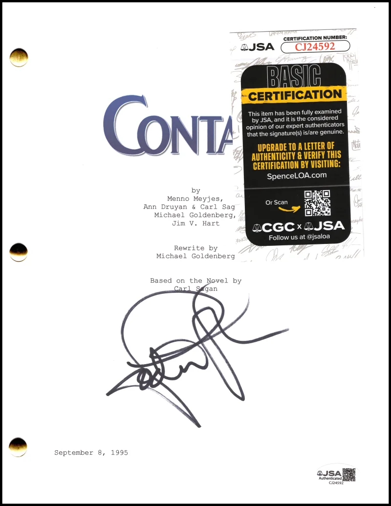 Jodie Foster — Jodie Foster Signed Autograph Contact Full Movie Script Screenplay w/ JSA COA, изображение 2