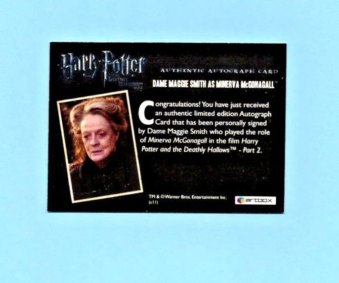 Maggie Smith — RARE Signed MAGGIE SMITH Harry Potter Deathly Hallows 2 McGonagall Artbox AUTO, изображение 2