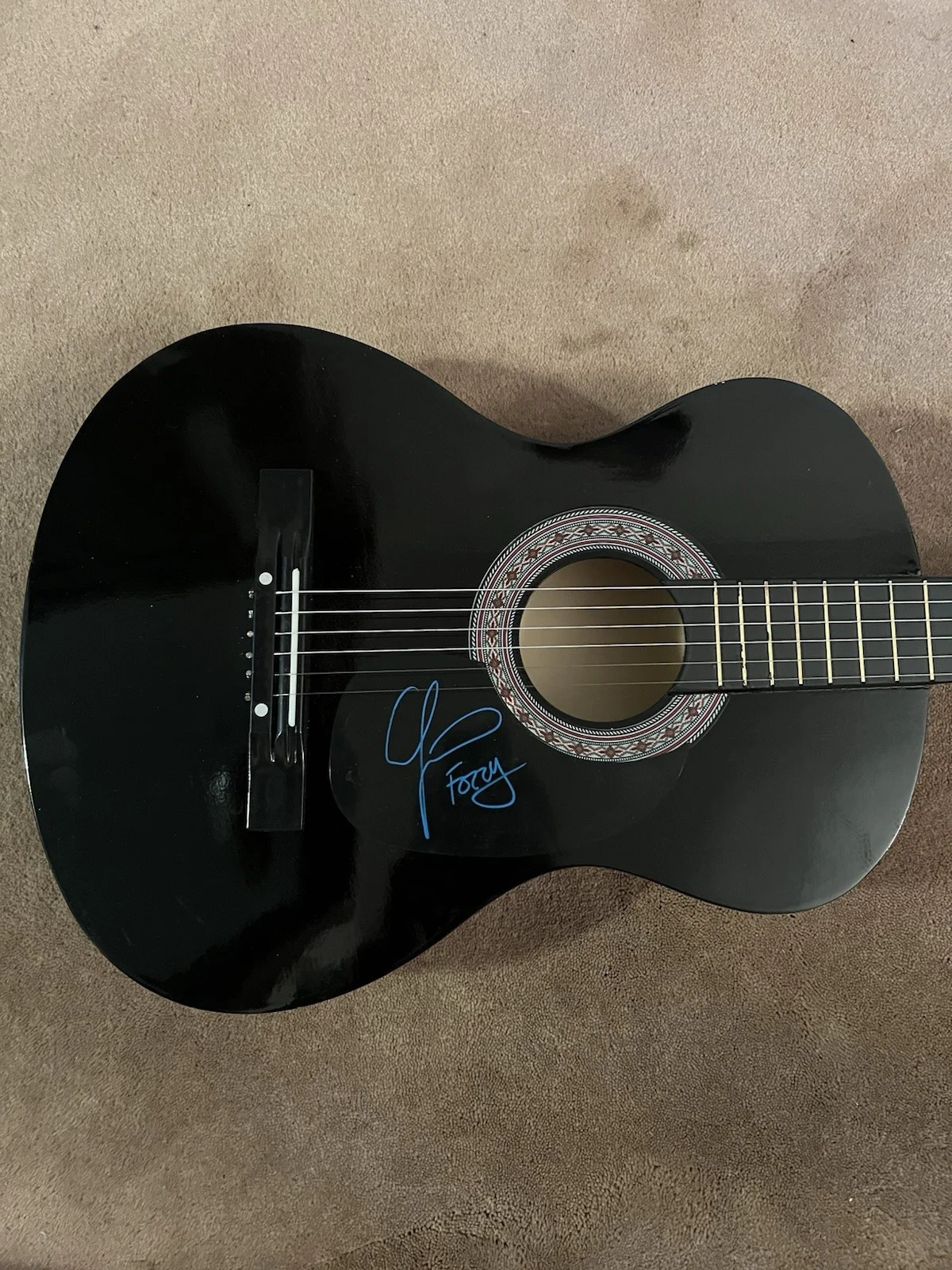Chris Jericho Autographed Black Acoustic Guitar Fozzy Exact Proof, image 3