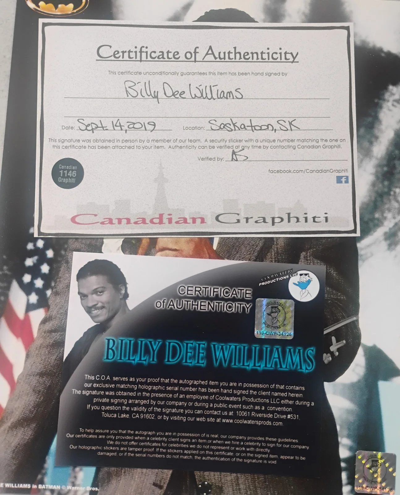 Billy Dee Williams Hand Signed 8x10 Photo 2 COA Batman NO US TARIFFS, image 4