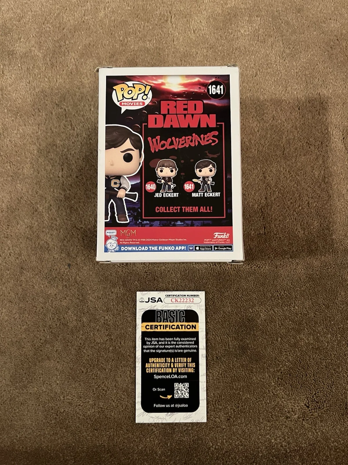 Charlie Sheen Autographed Matt Eckert Funko Pop Red Dawn JSA AUTHENTICATION, image 3
