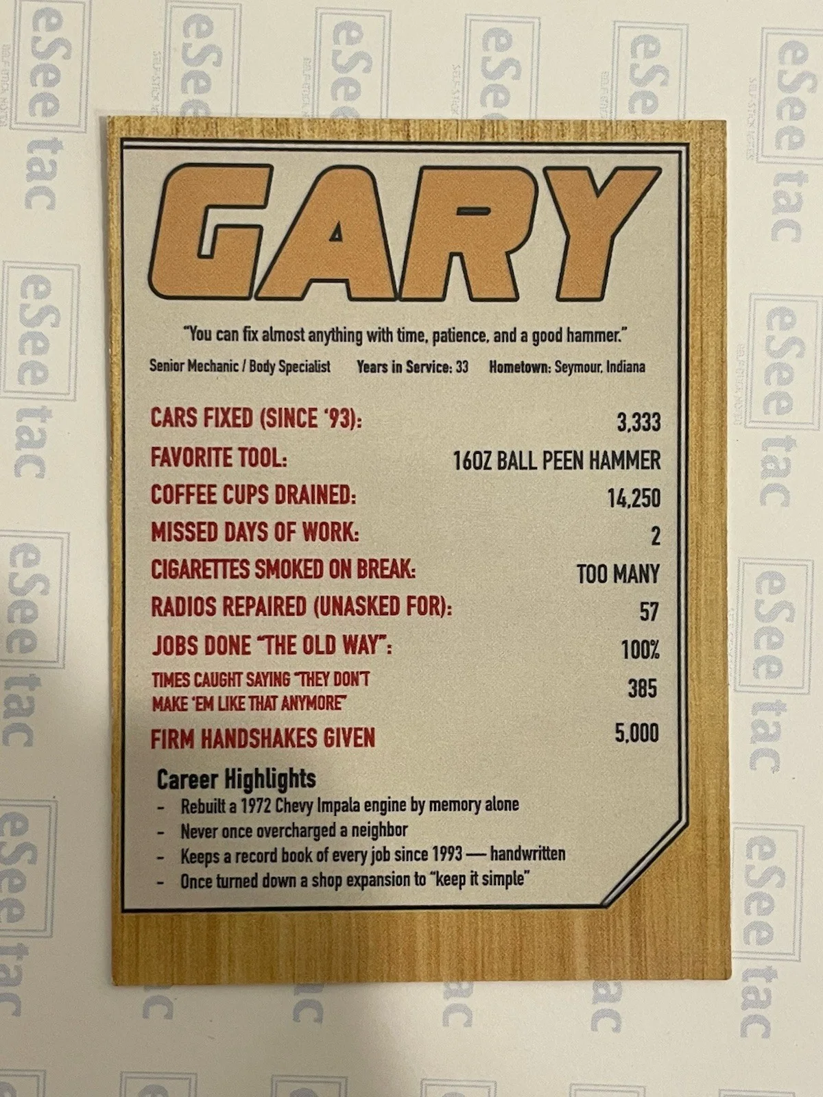 Stephen Wilson Jr Signed “GARY” Baseball Card 2026 Official Tour Merch Detroit, image 2