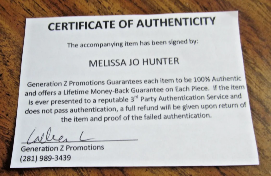 Melissa Jo Hunter — Melissa Jo Hunter Actress Autographed Signed 8.5X11 Poem "Joe Millionaire", image 3