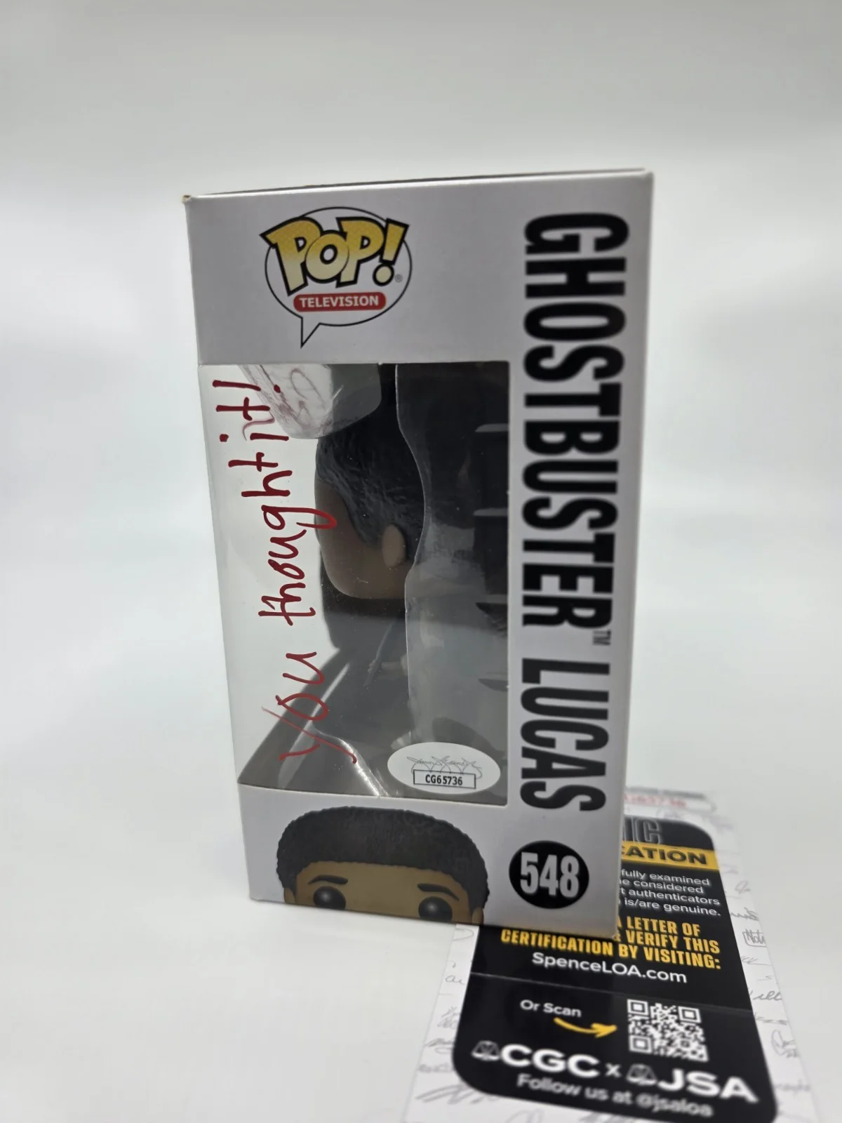 Caleb McLaughlin — Funko Pop Stranger Things Ghostbuster Lucas Caleb McLaughlin Signed JSA w/ Quote, image 2