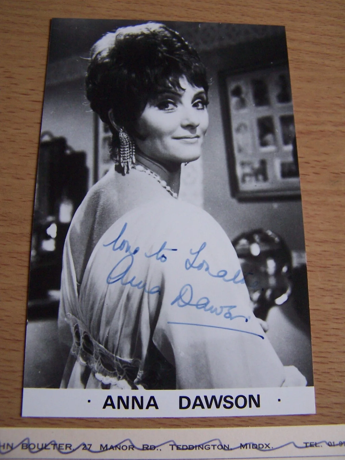 Anna Dawson Hand Signed Photocard & Separate Attributed Message on Card Actress, image 2