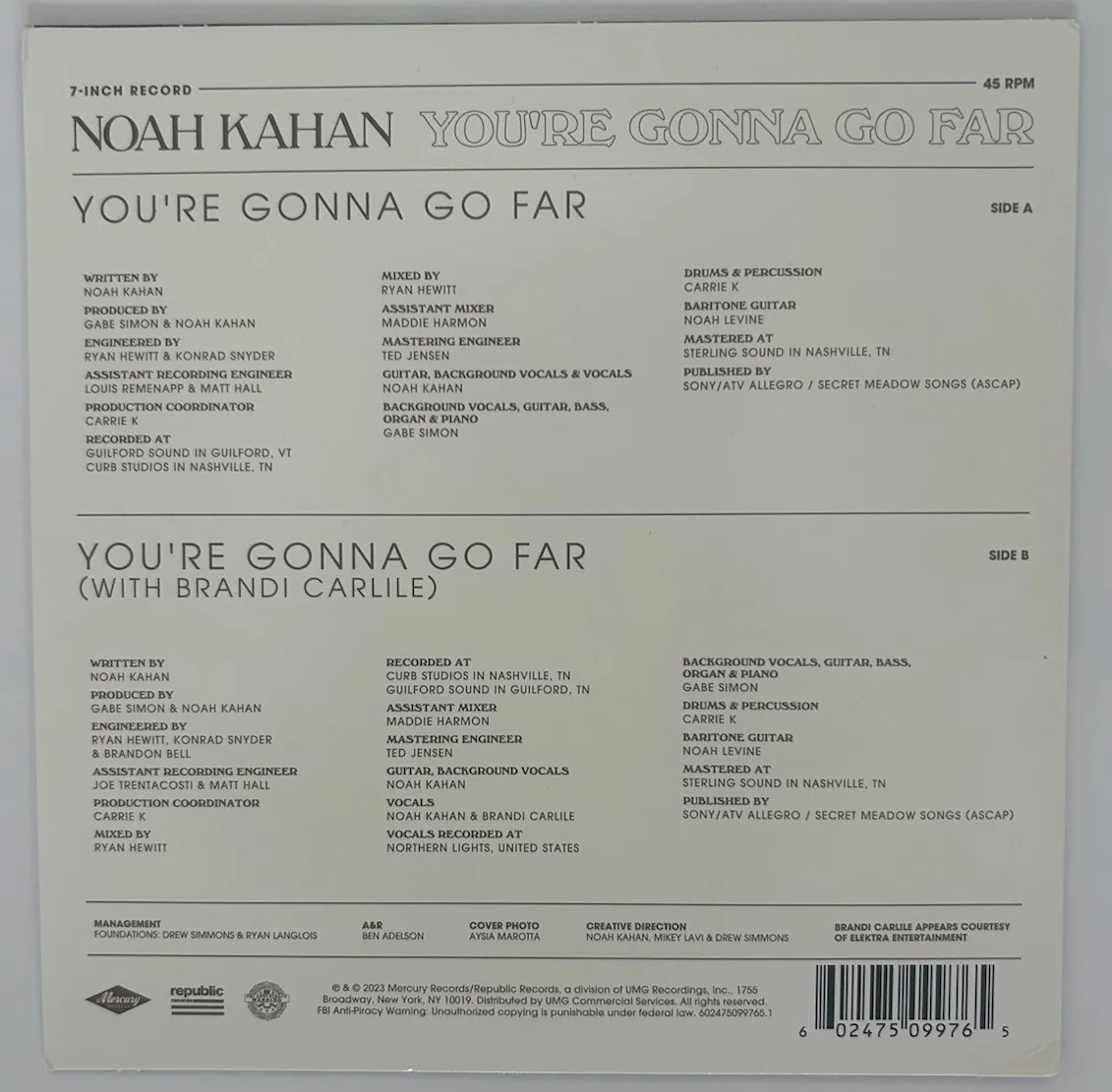 Noah Kahan Signed Autographed Tiny Vinyl Edition You’re Gonna Go Far PSA/DNA, изображение 2
