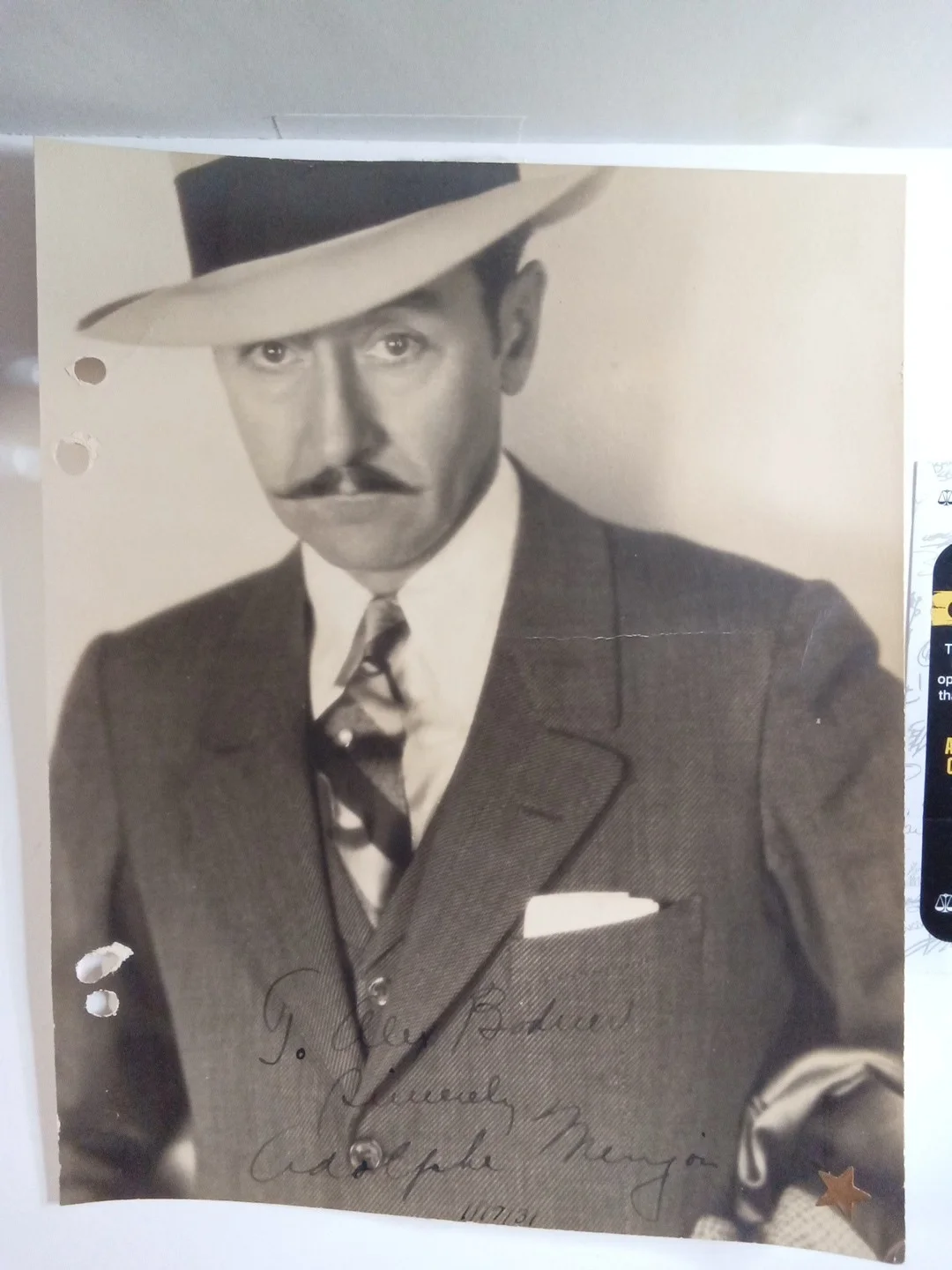 Adolphe Menjou Signed 8x10 Photo JSA Authentic The Front Page Path Of Glory, image 2