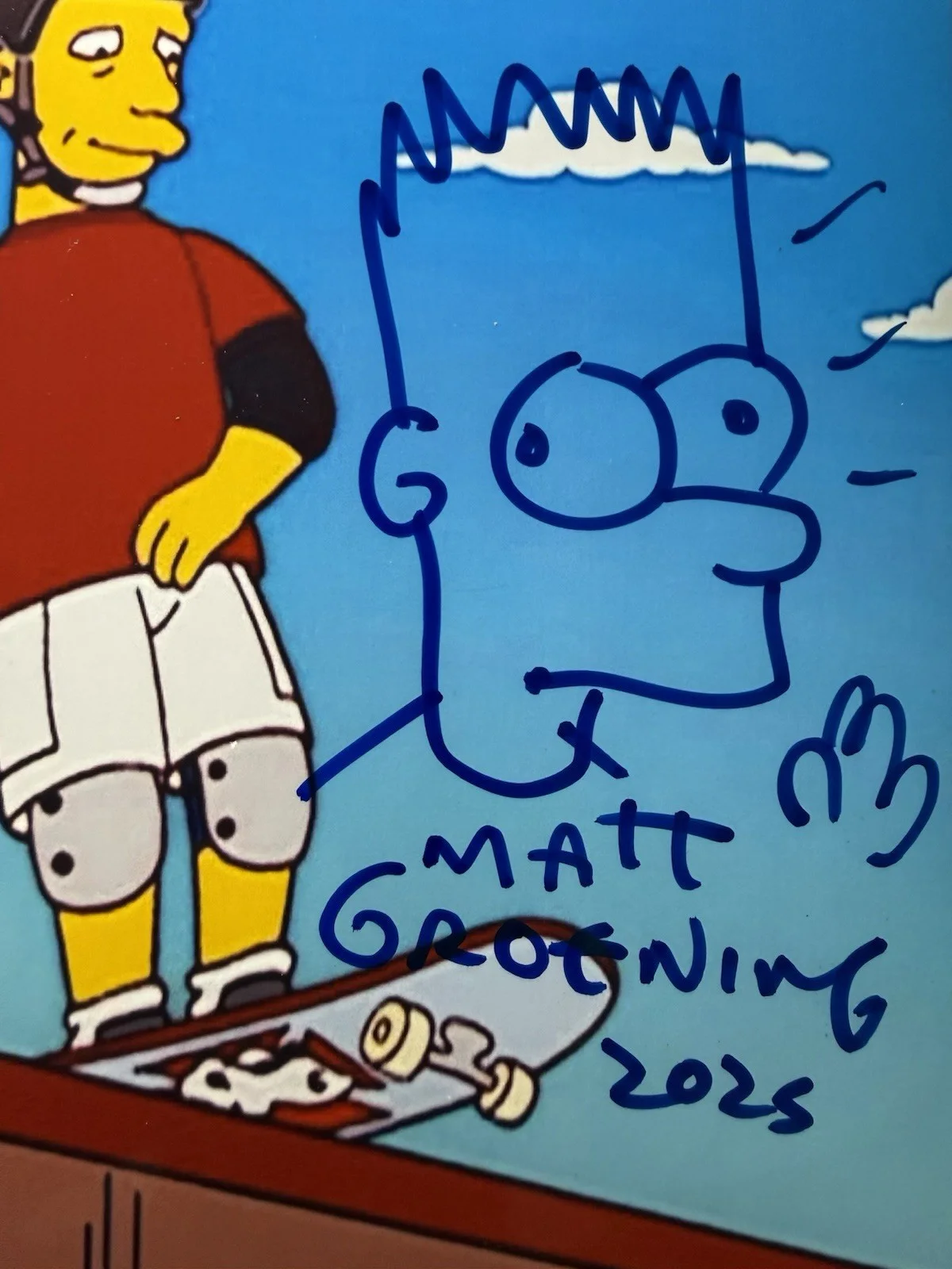 Tony Hawk, Matt Groening — Tony Hawk & Matt Groening Simpsons 8x10 Autograph & Bart Simpson Sketch Beckett, изображение 3