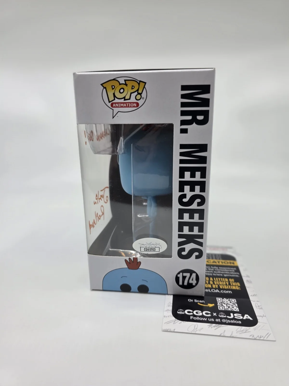 Justin Roiland — Justin Roiland Signed Funko Pop Rick and Morty Mr Meeseeks JSA w/ Quote, image 2