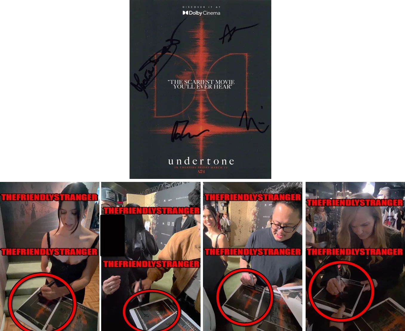 NINA KIRI, ADAM DiMARCO, IAN TUASON, MICHELE DUQUET — Nina Kiri, Adam DiMarco +2 signed "UNDERTONE" 8x10 Photo EXACT PROOF a COA