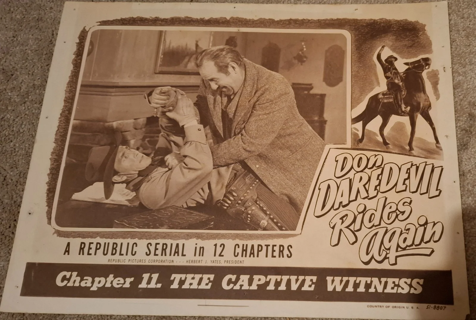 2 US Lobby Cards Don Daredevil Rides Again 1951 Chapter 11 & Chapter 12, изображение 2