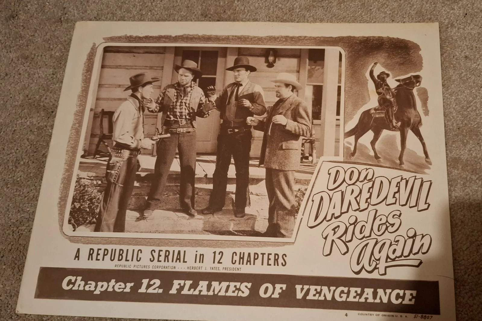 2 US Lobby Cards Don Daredevil Rides Again 1951 Chapter 11 & Chapter 12, изображение 3