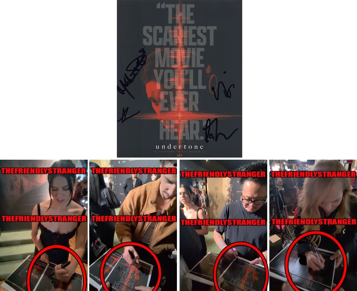NINA KIRI, ADAM DiMARCO, IAN TUASON, MICHELE DUQUET — Nina Kiri, Adam DiMarco +2 signed "UNDERTONE" 8x10 Photo EXACT PROOF b COA