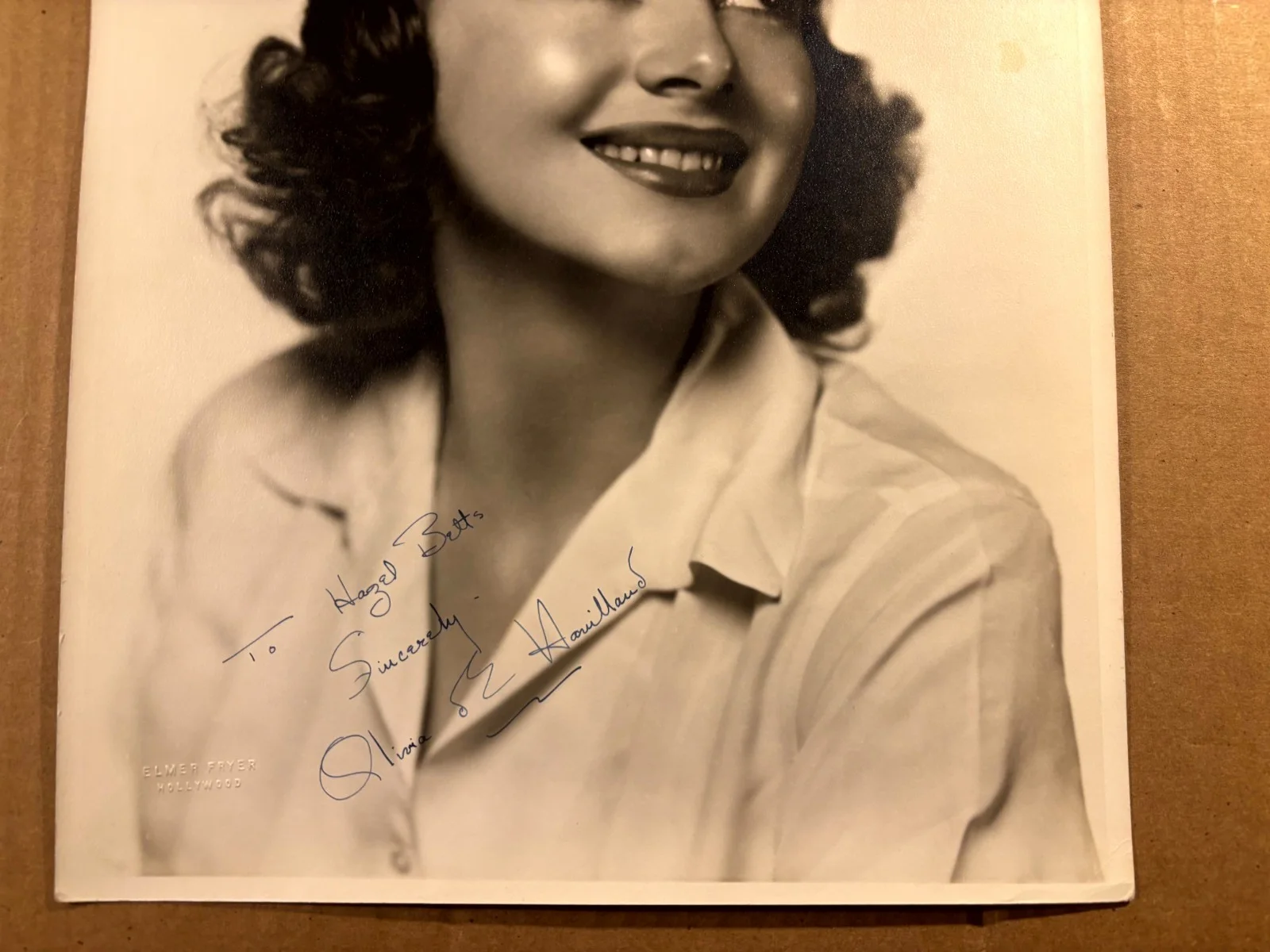 Olivia de Havilland Beautiful Very Rare Early Autographed Oversize 11/14Photo30s, изображение 3