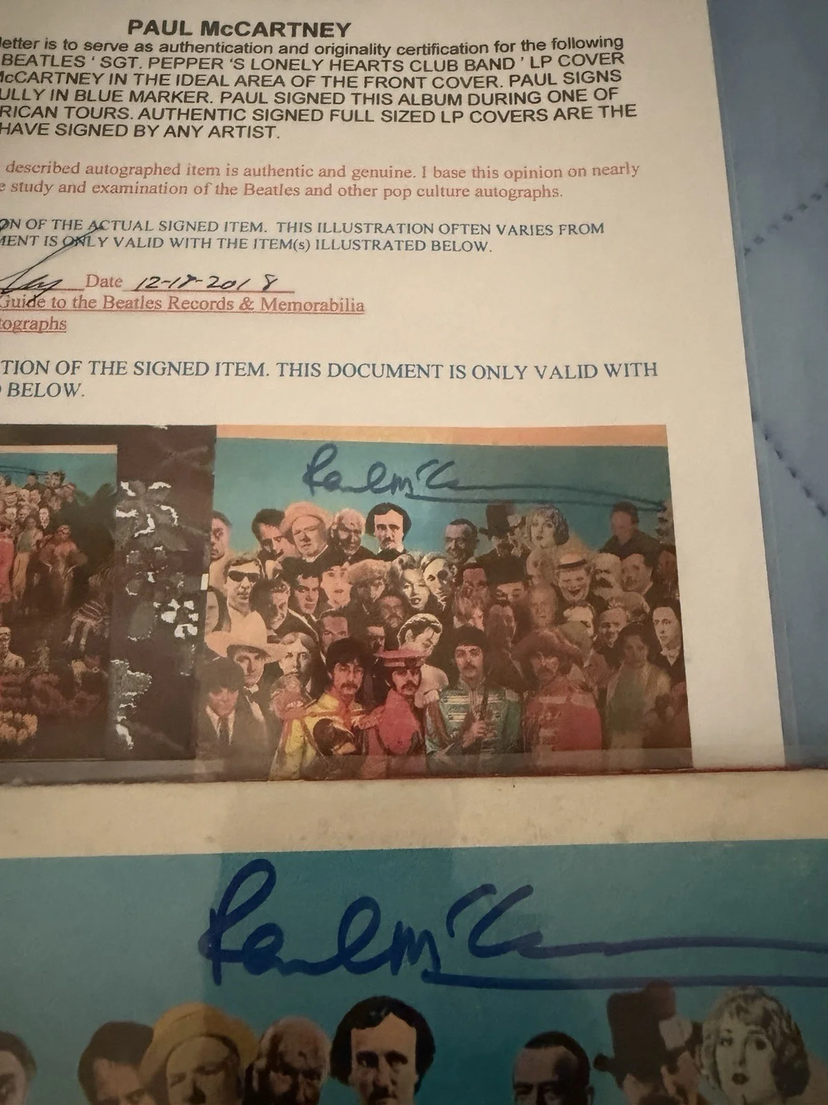 Paul McCartney Signed “ SGT. PEPPER’S LP/COA, image 4
