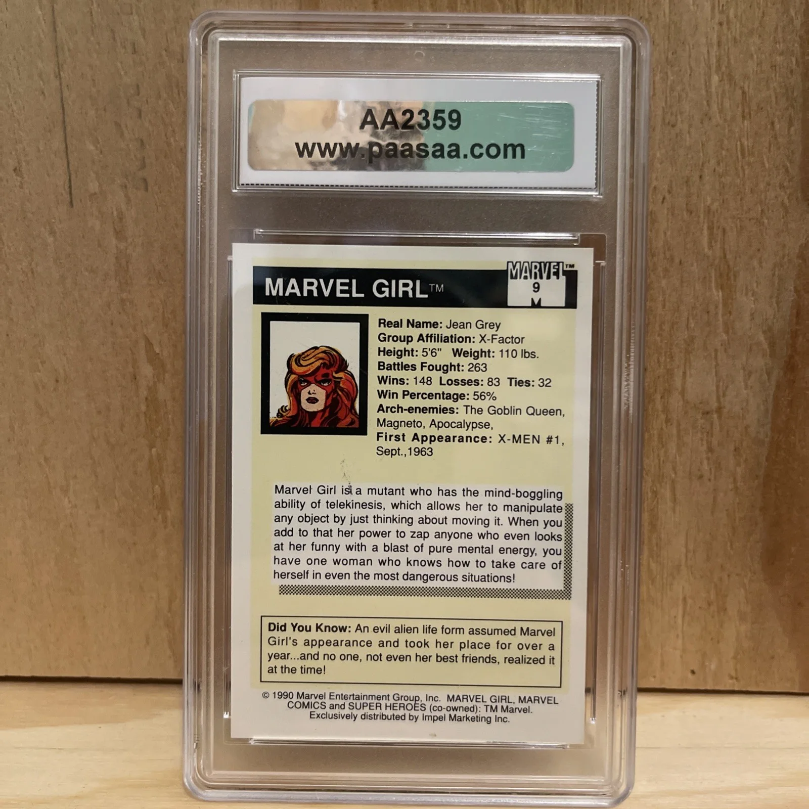 Stan Lee Hand Signed Marvel Girl Jean Grey Super Heros Card #9 Coa359, image 2