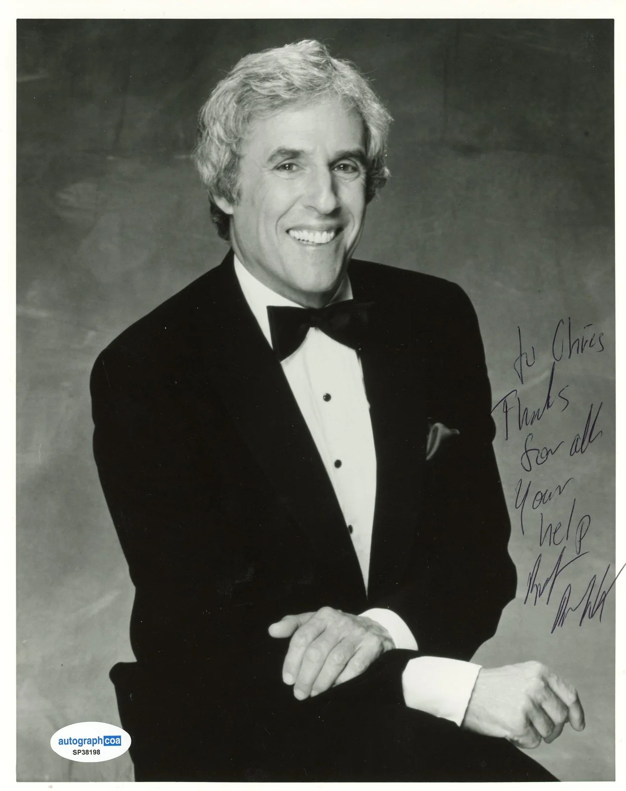 Burt Bacharach — Burt Bacharach AUTOGRAPH Signed Songwriter 8x10 Photo 'To Chris' ACOA, image 2