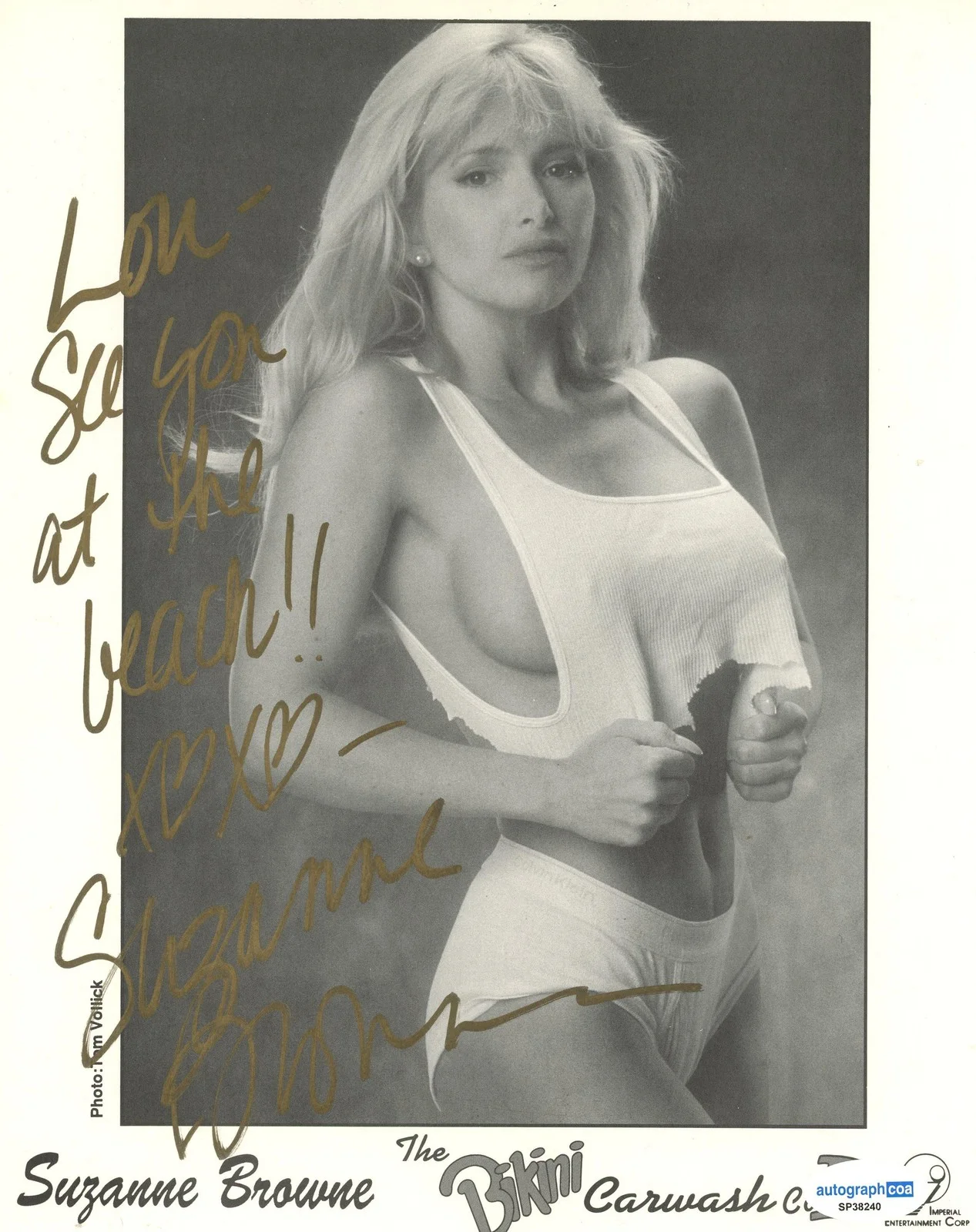 Suzanne Browne — Suzanne Browne "The Bikini Carwash Company" AUTOGRAPH Signed 8x10 Photo 'To Lou', изображение 2