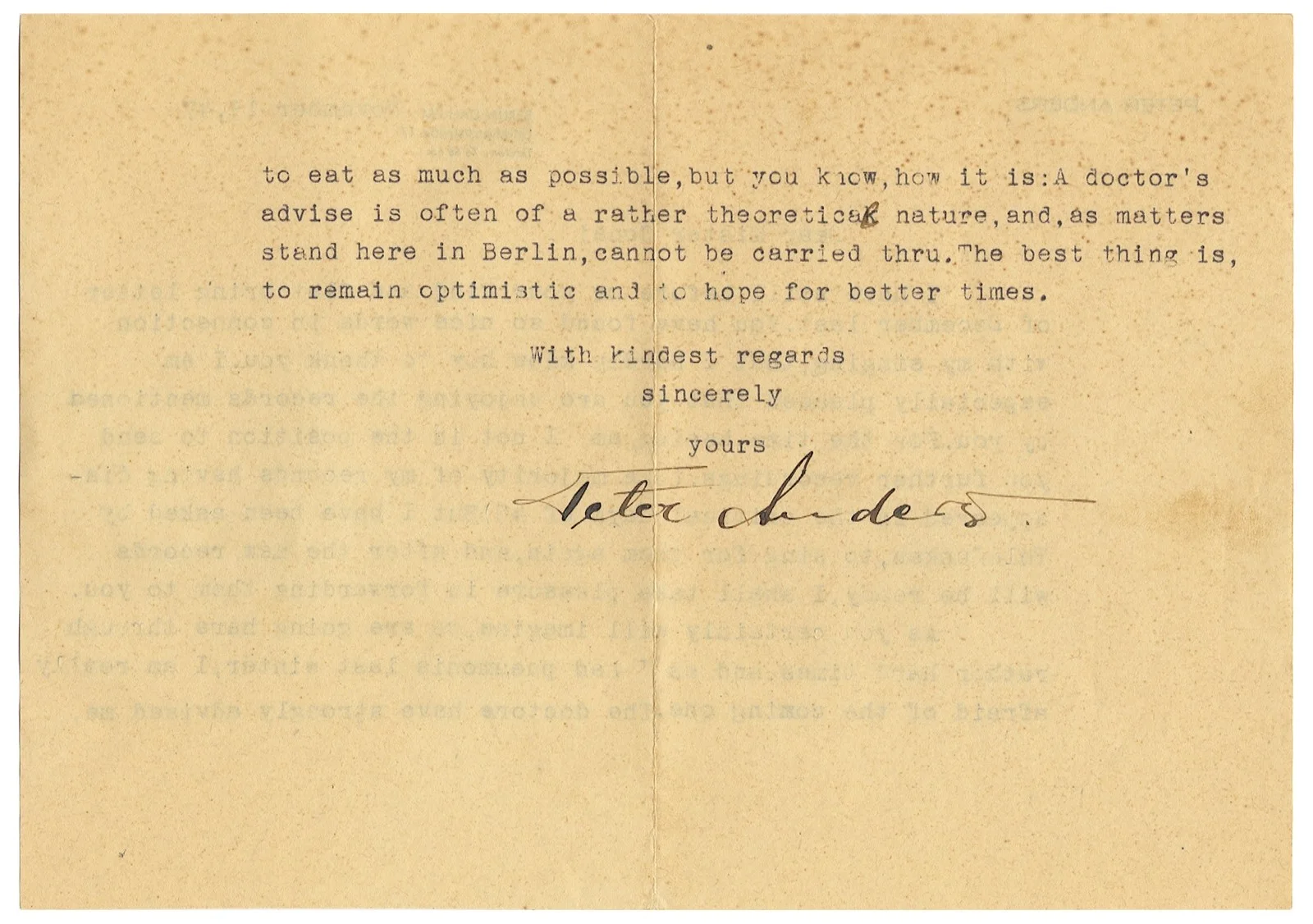 Peter Anders Signed Photo & Important 1947 Letter Post-War Berlin Hardships, image 4