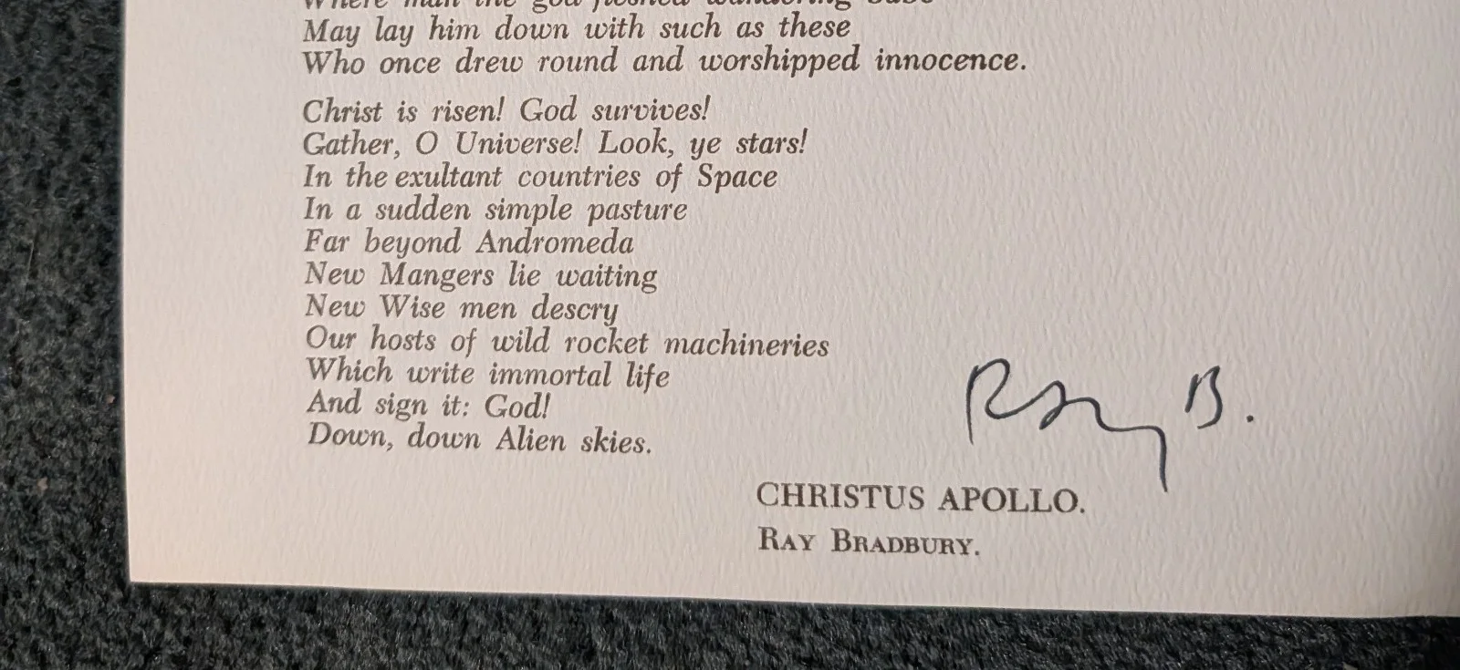 Ray Bradbury — SCI-FI writer RAY BRADBURY 1975 original 7x10 SIGNED CHRISTMAS WISHES CARD!, image 2