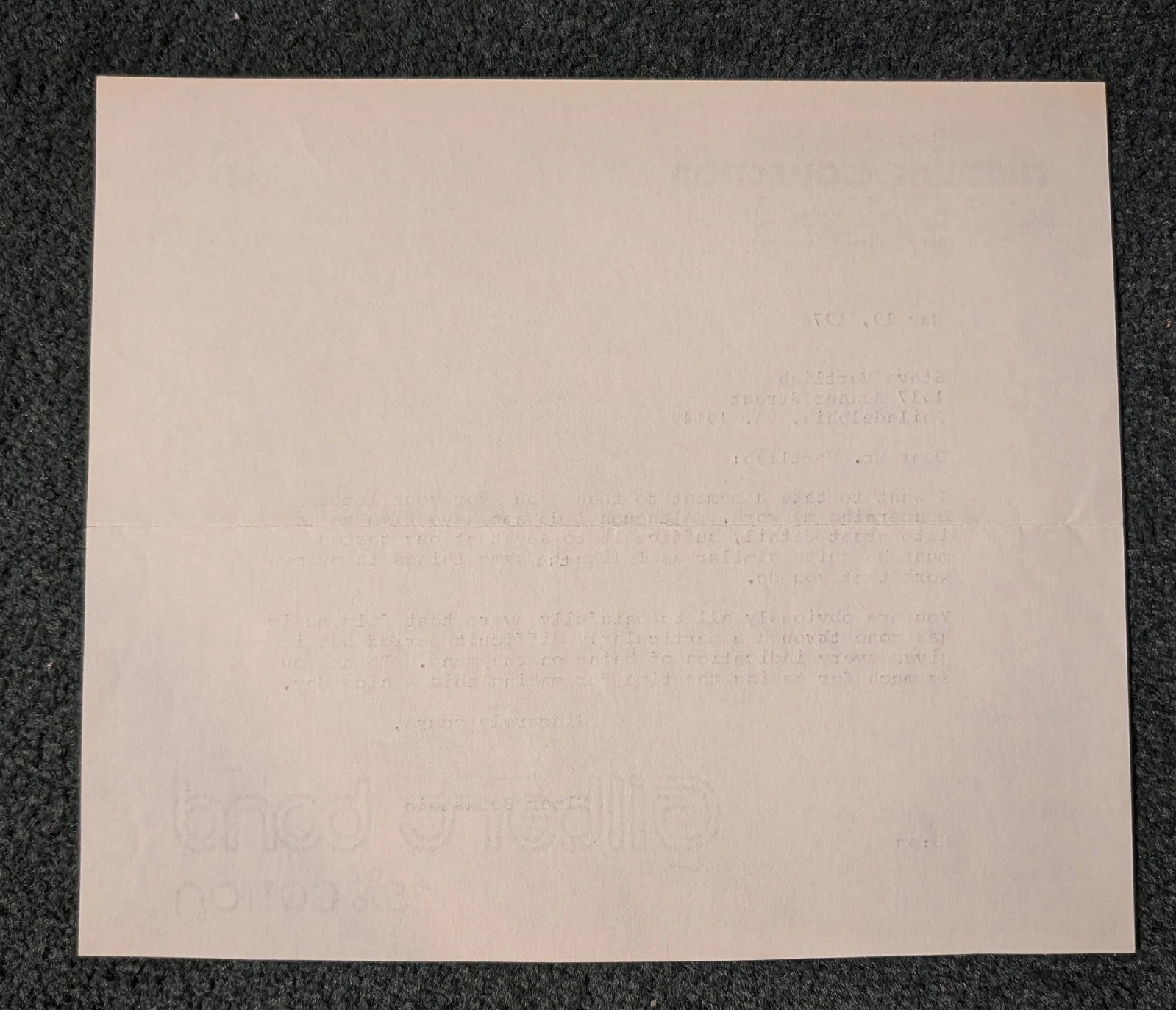 Elmer Bernstein — MOVIE MUSIC COMPOSER ELMER BERNSTEIN 5/19/1976 ORIGINAL 8x7 TYPED/SIGNED LETTER!, изображение 3