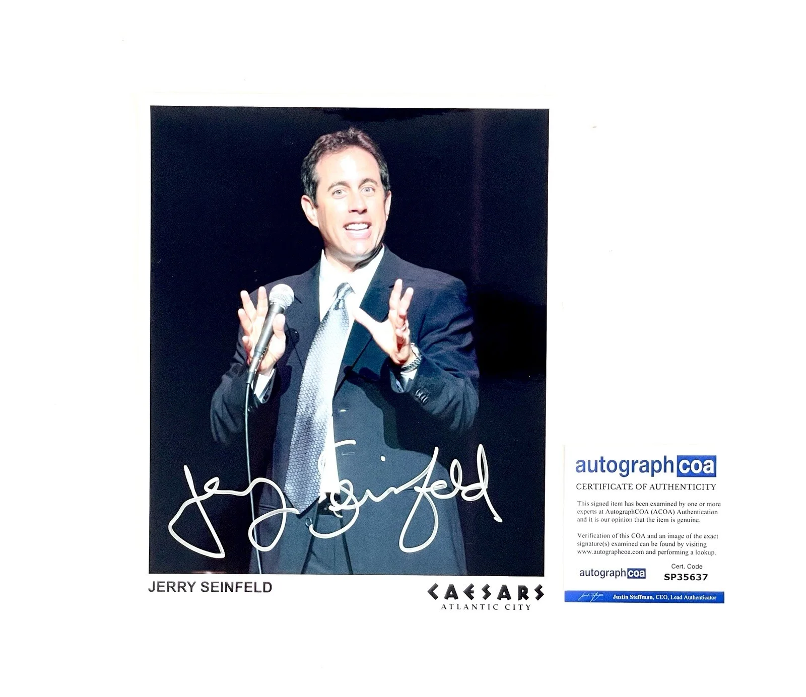Jerry Seinfeld — Jerry Seinfeld Autographed Signed Caesars Atlantic City Promo 8x10 Photo COA