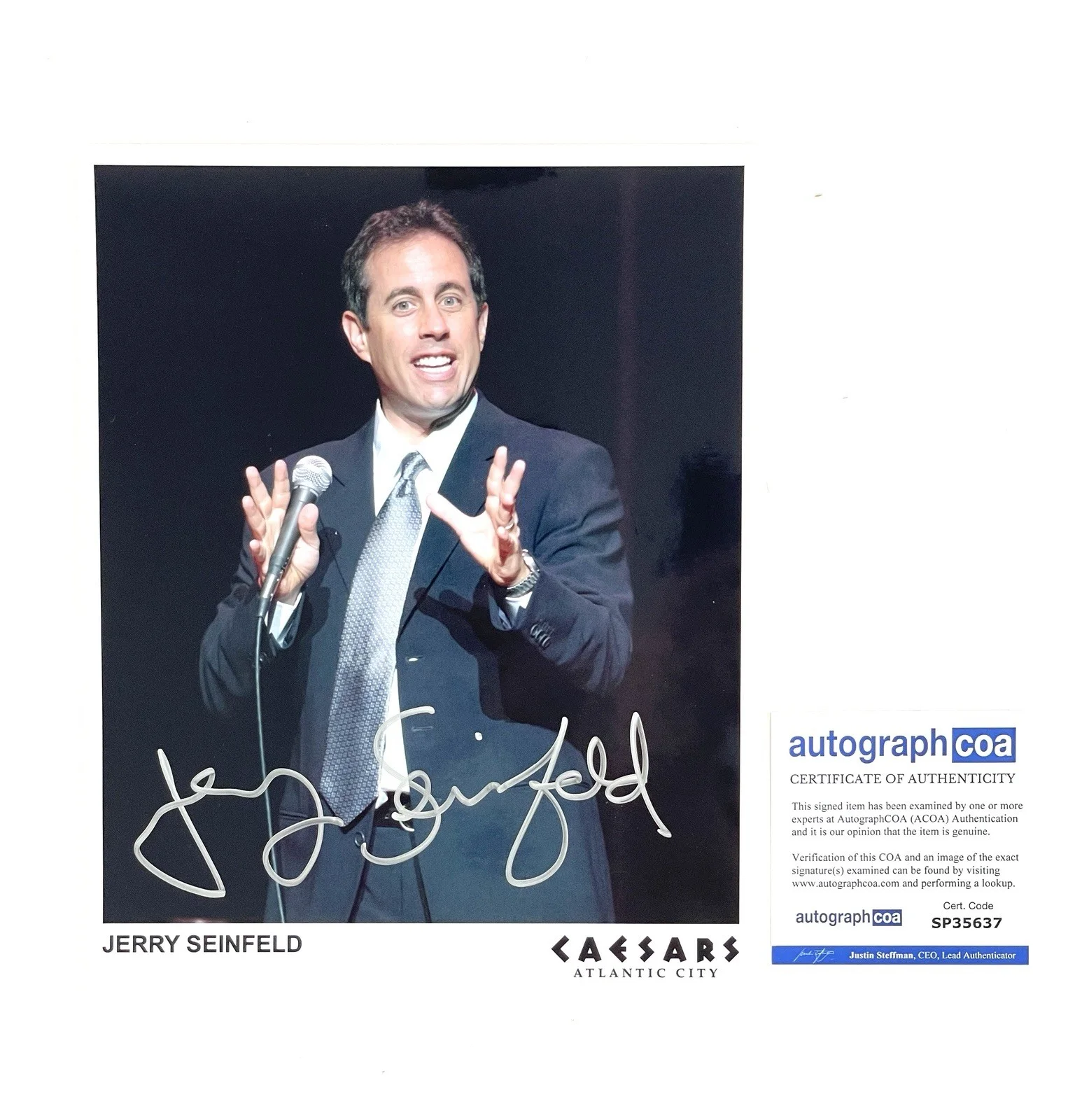 Jerry Seinfeld — Jerry Seinfeld Autographed Signed Caesars Atlantic City Promo 8x10 Photo COA, изображение 3