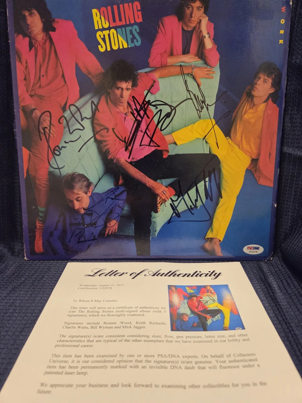 Autographed Rolling Stones Album/Dirty Work(all 5)..PSA Full Letter, изображение 2