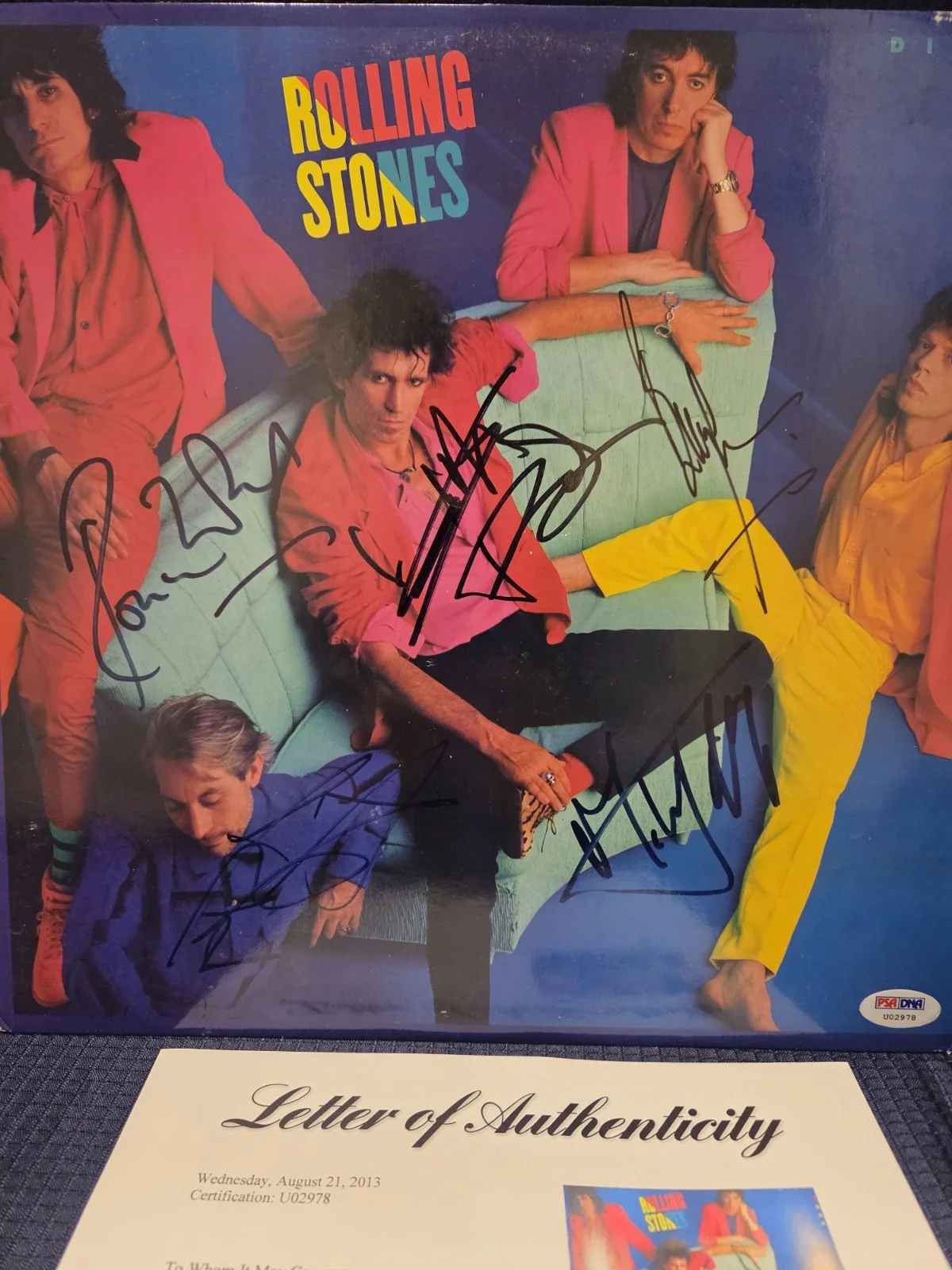 Autographed Rolling Stones Album/Dirty Work(all 5)..PSA Full Letter, изображение 4