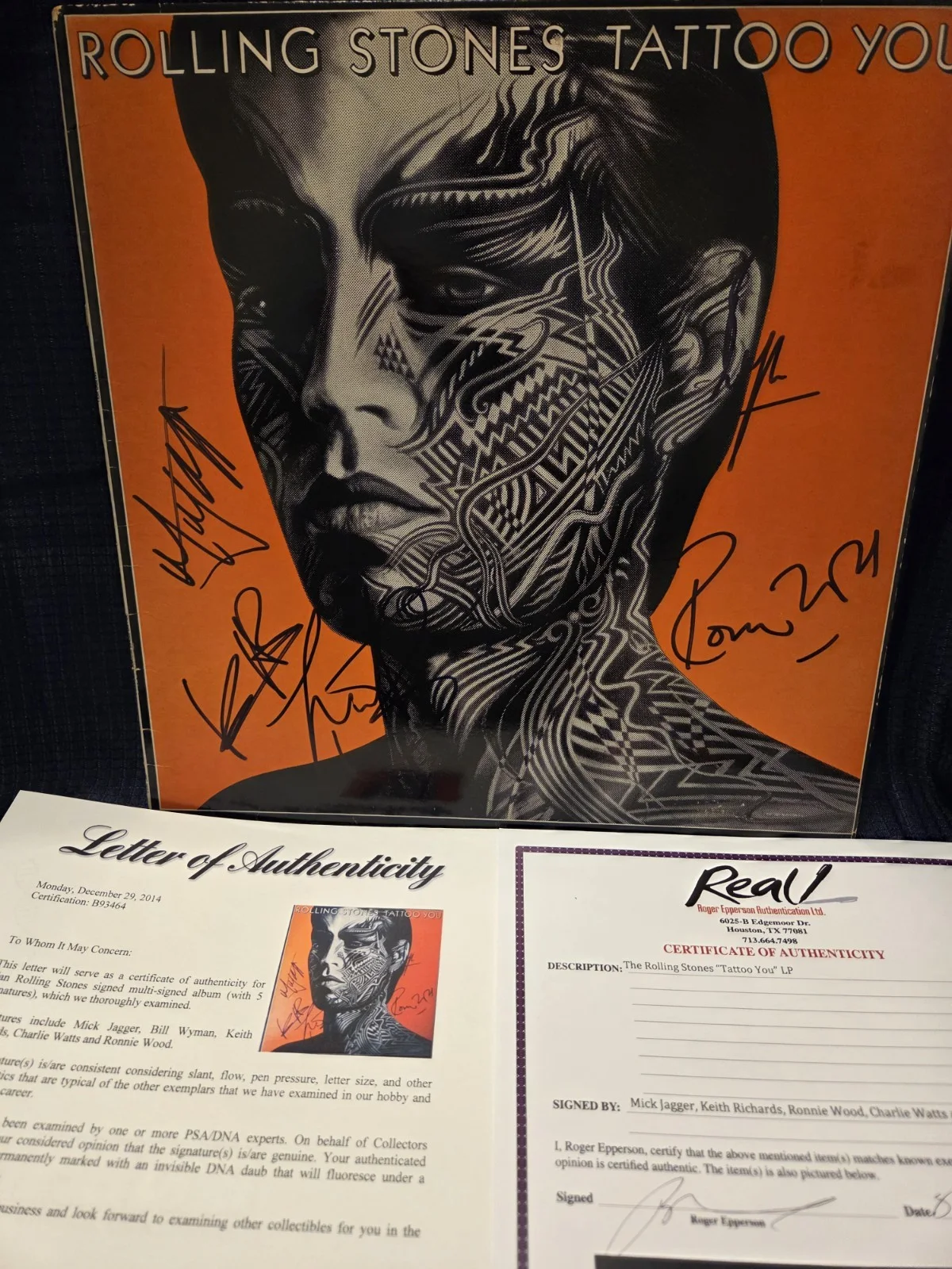 Autographed Rolling Stones Album/Tattoo You(all 5)- PSA & Epperson Certs, изображение 2