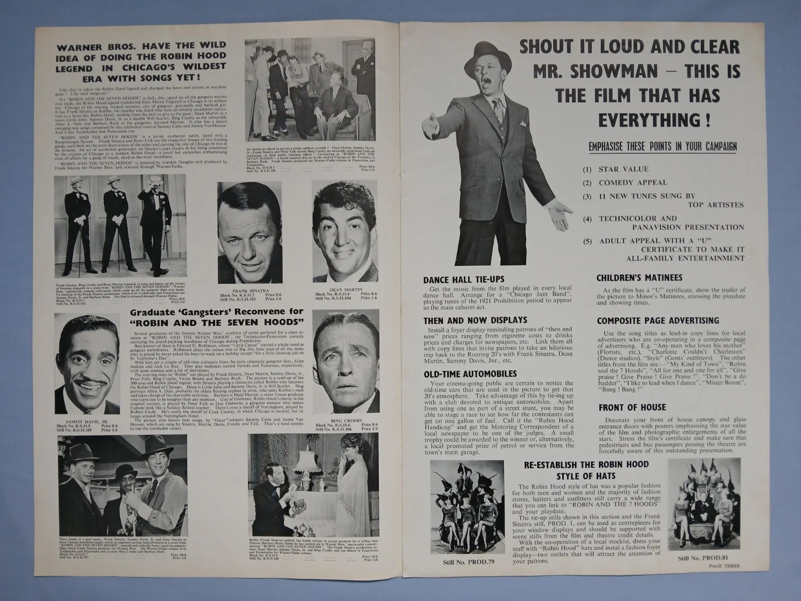 ROBIN AND THE 7 HOODS (1964) original UK Campaign Press Book - Sinatra, Rat Pack, image 3
