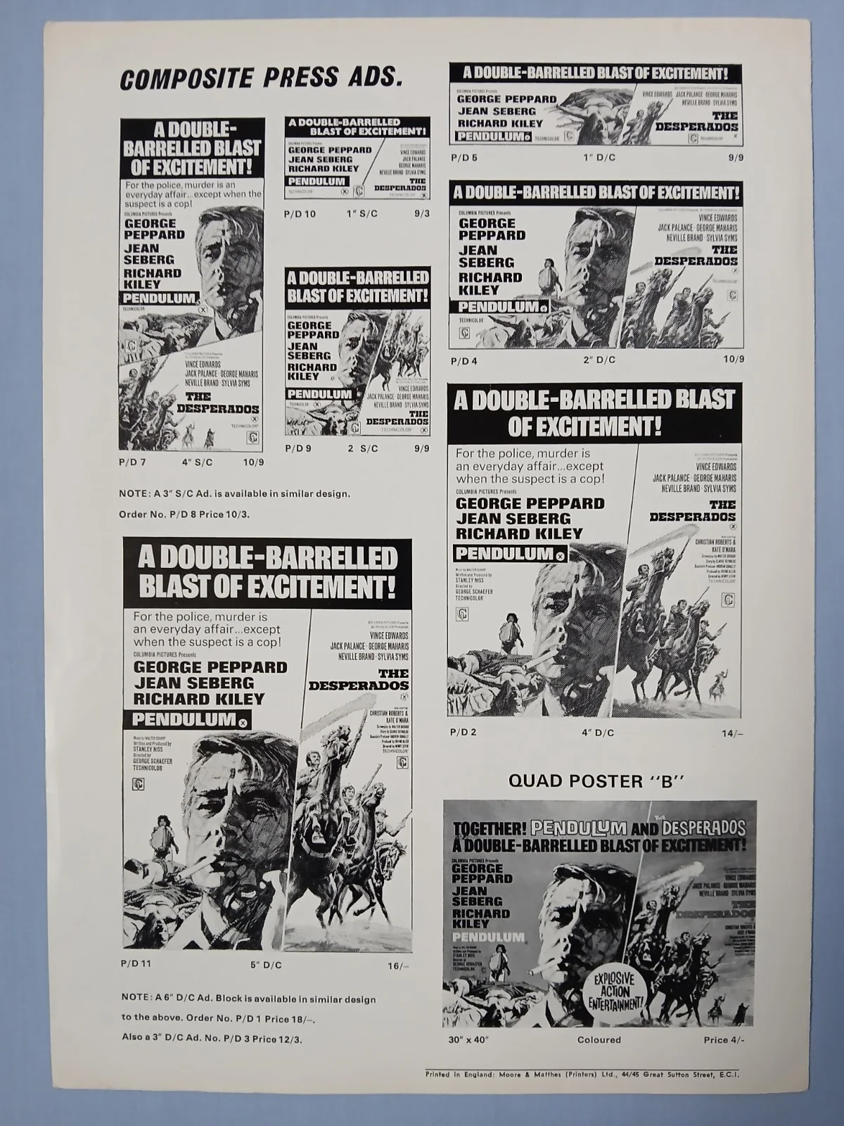 DESPERADOS (1969) original UK Campaign Press Book - Vince Edwards, Jack Palance, image 3