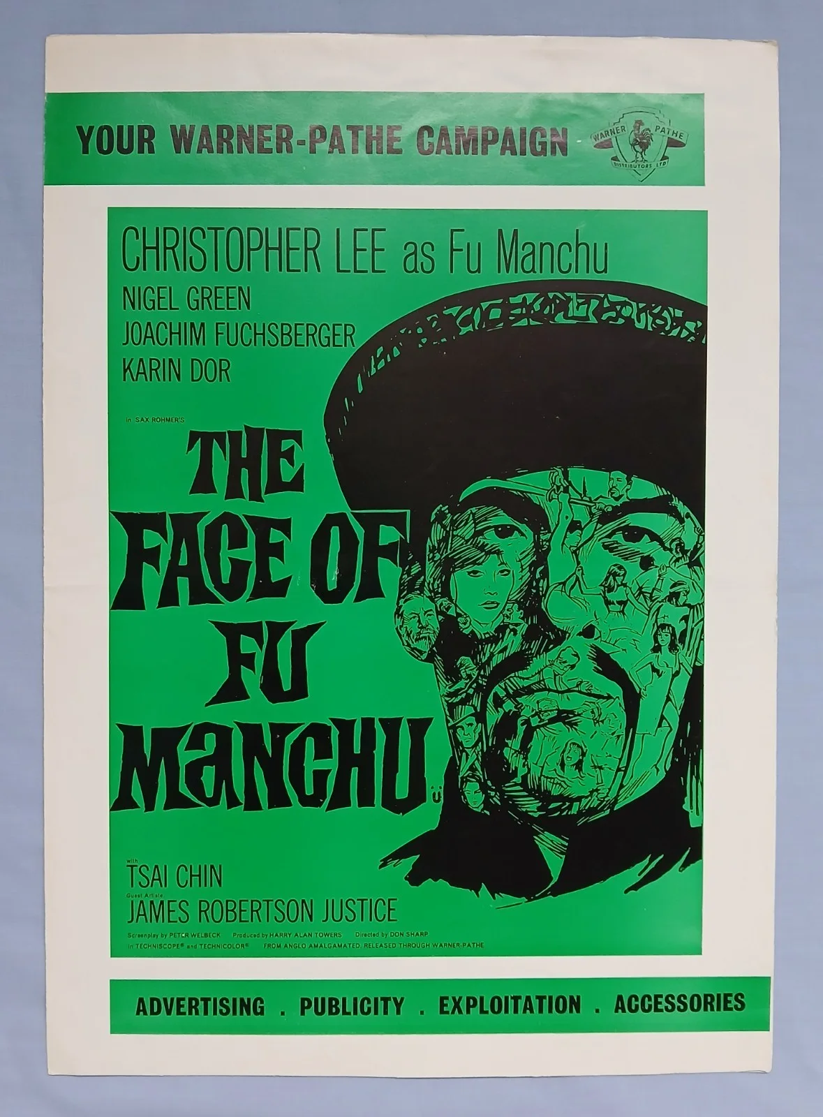 FACE OF FU MANCHU (1964) rare original UK Campaign Press Book - Christopher Lee, изображение 2