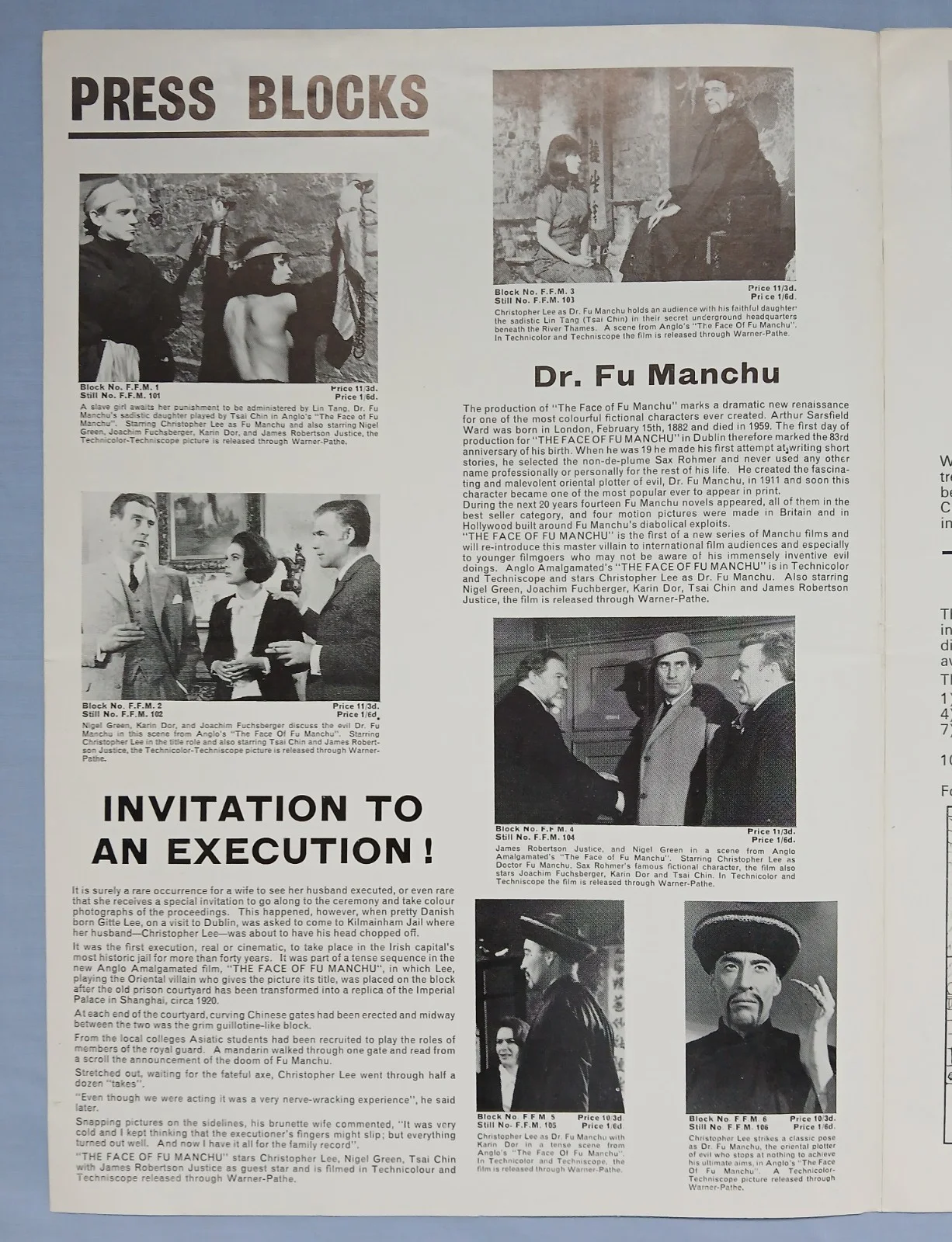FACE OF FU MANCHU (1964) rare original UK Campaign Press Book - Christopher Lee, изображение 4