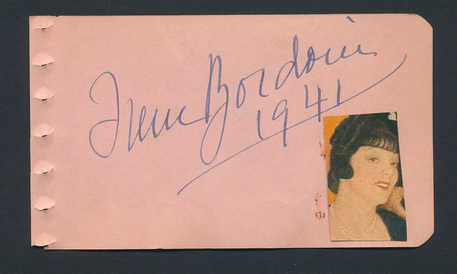 Irene Bordoni - 1941 Signed Album Page w/ 1929 Orig. Trimmed Still (d.1953), изображение 2