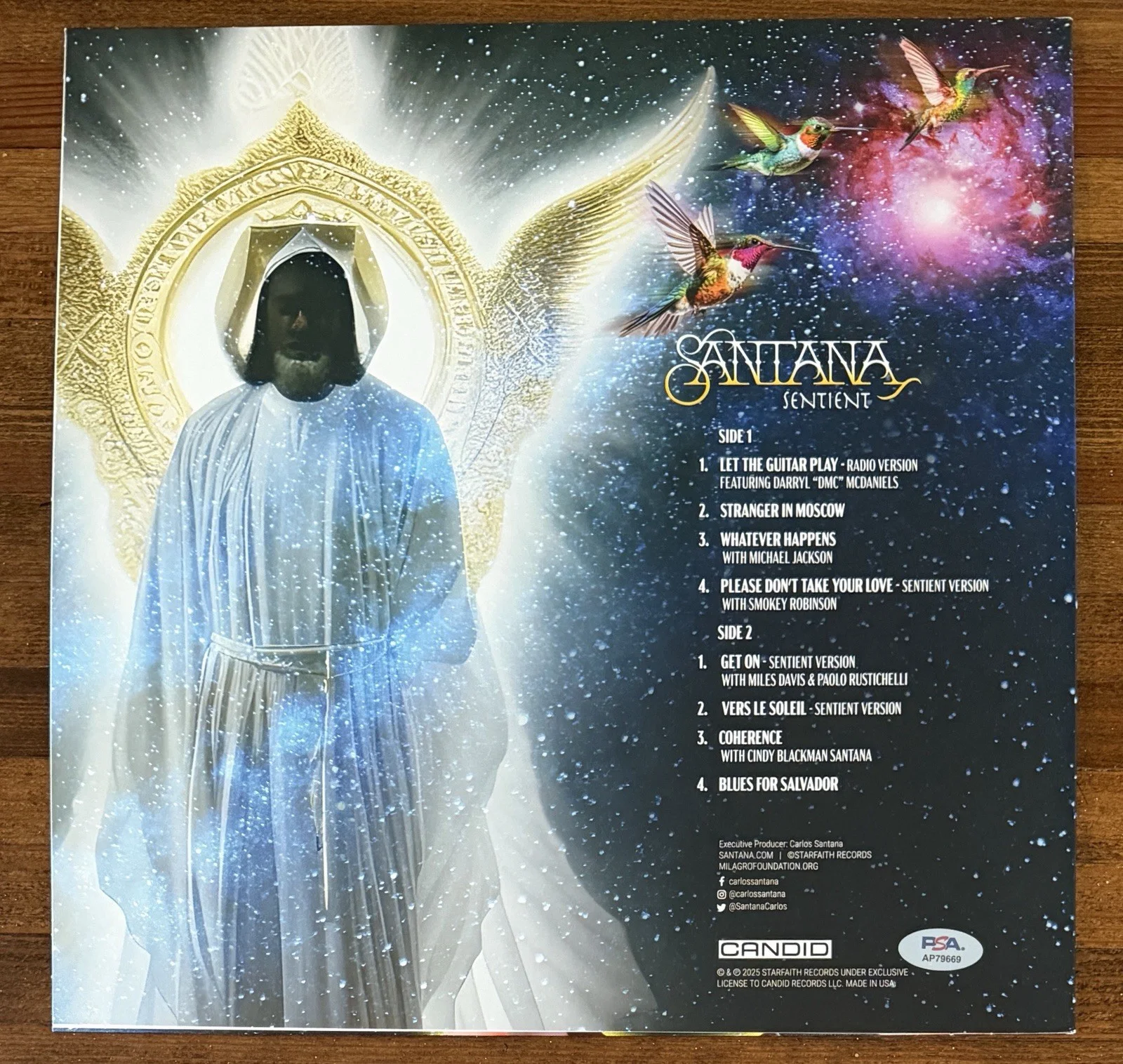 Carlos Santana SIGNED Sentient Vinyl LP Record Cover PSA DNA COA Autograph Auto, изображение 4