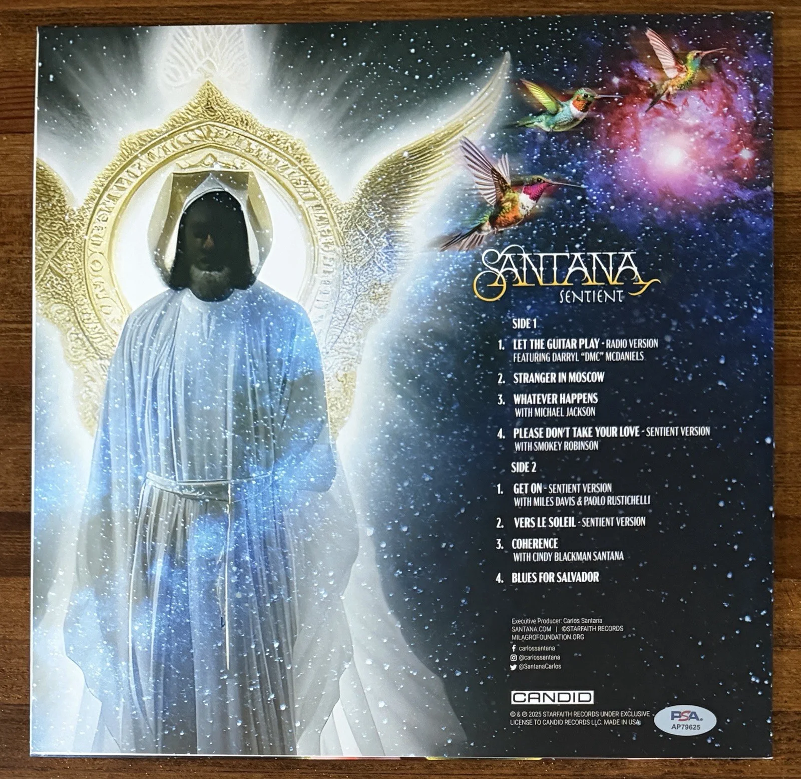 Carlos Santana SIGNED Sentient Album Record Cover & Vinyl PSA DNA COA Autograph, изображение 2
